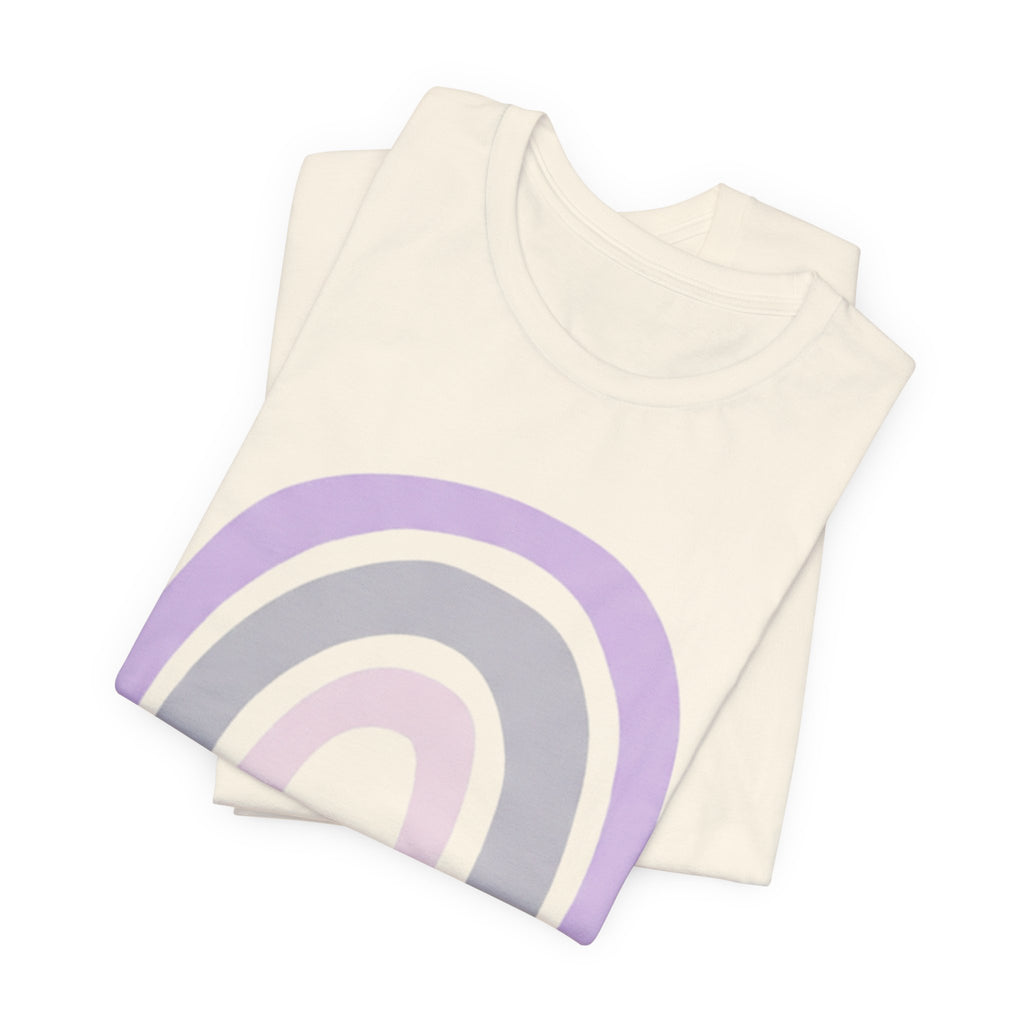 Pastel Rainbow Tee — Minimal Lavender & Blush Graphic T-Shirt