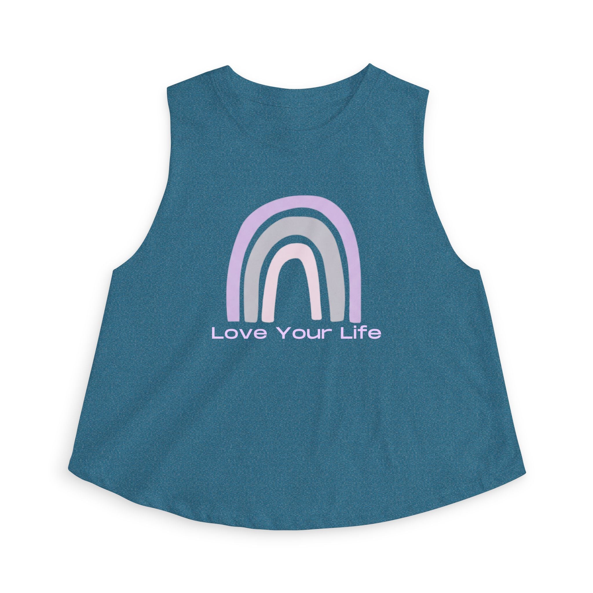 Love Your Life Rainbow Crop Top — Pastel Motivational Women's Tank