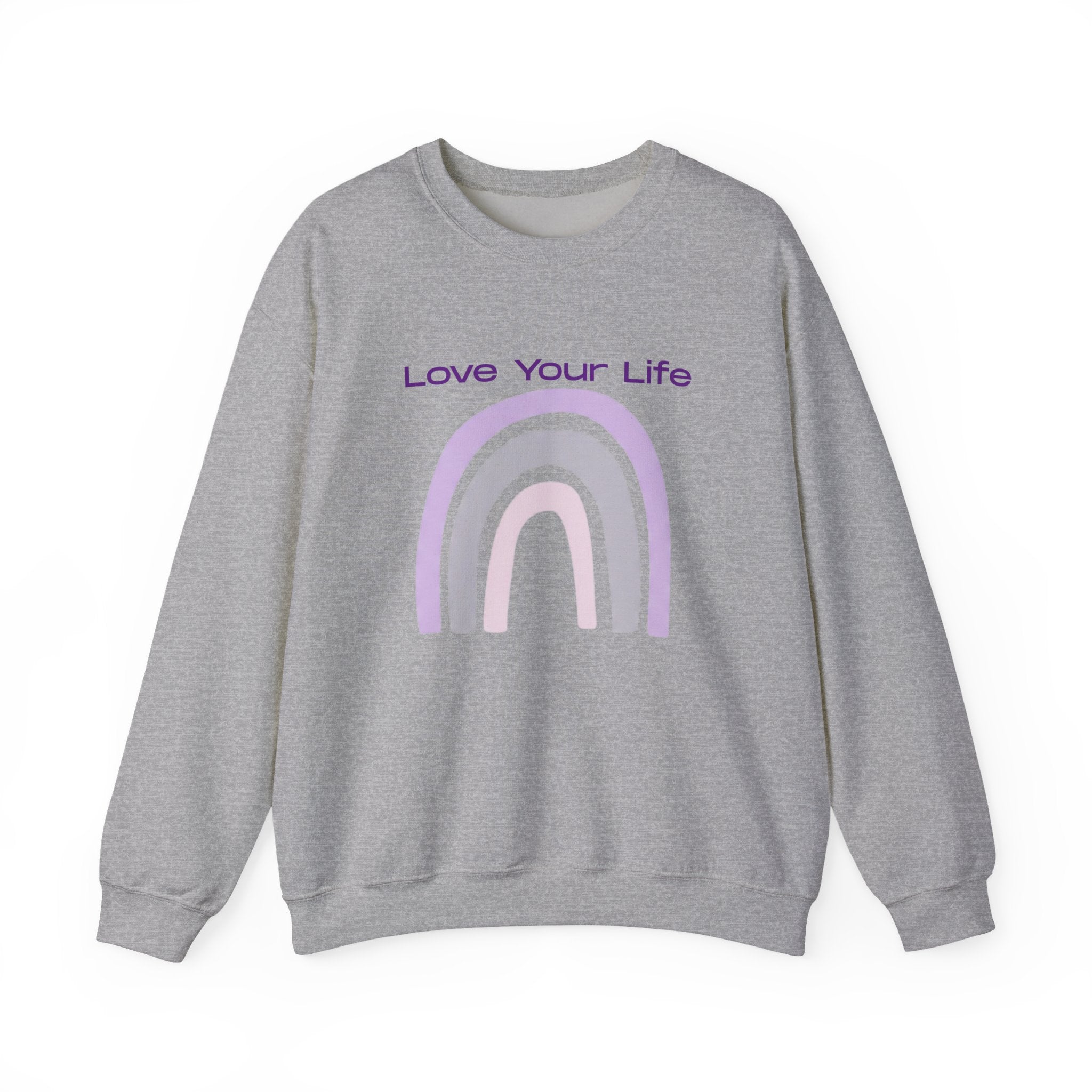 Crewneck Sweatshirt — "Love Your Life" Pastel Rainbow Casual Pullover