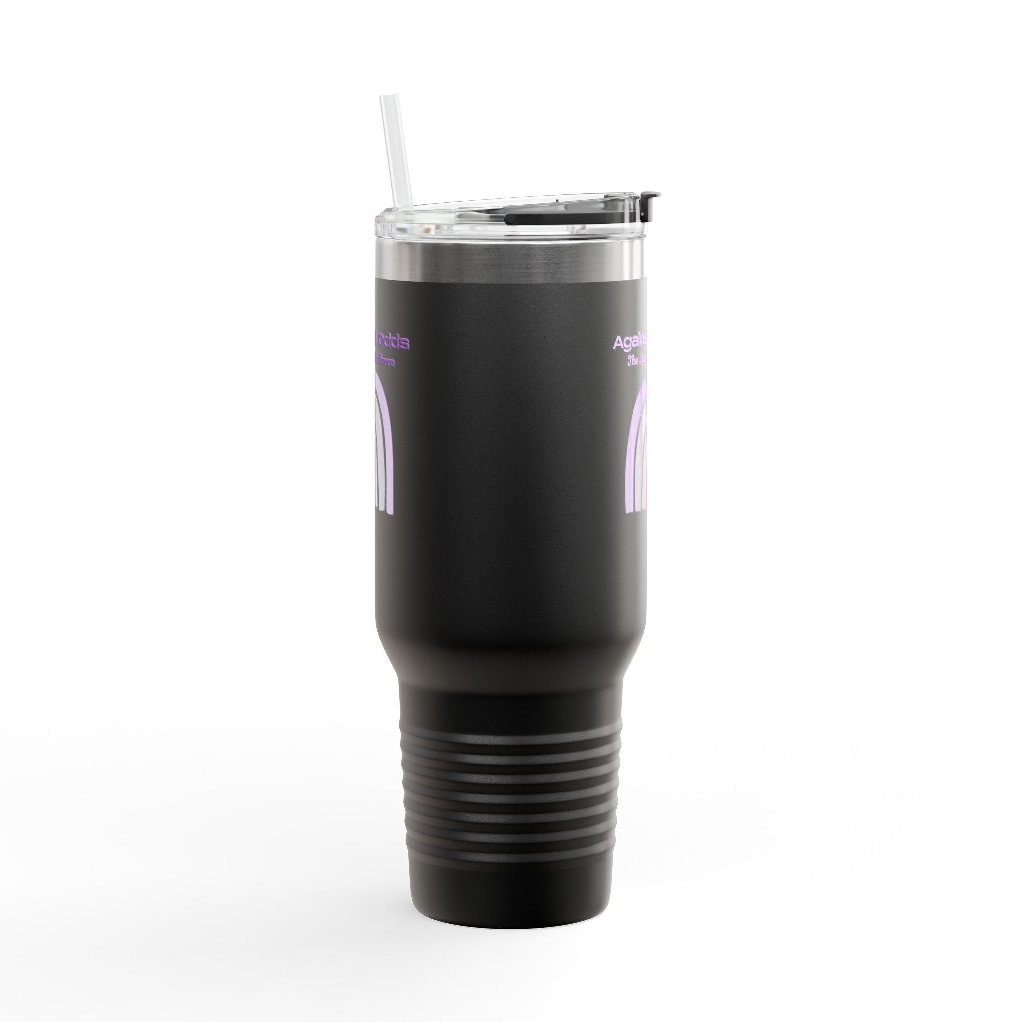 40oz Insulated Travel Mug — Pastel Rainbow "Against All Odds: The Less Than 1% Chance" Design