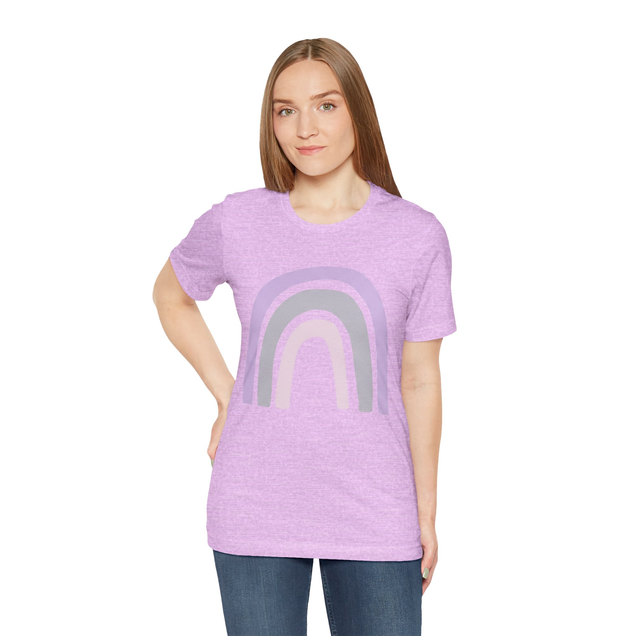 Pastel Rainbow Tee — Minimal Lavender & Blush Graphic T-Shirt