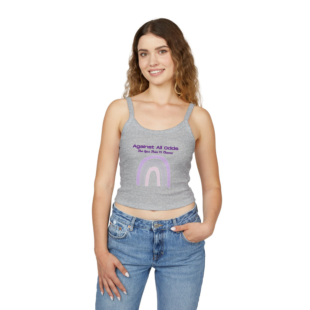 Against All Odds Rainbow Tank — Women's Inspirational Spaghetti Strap Crop Top