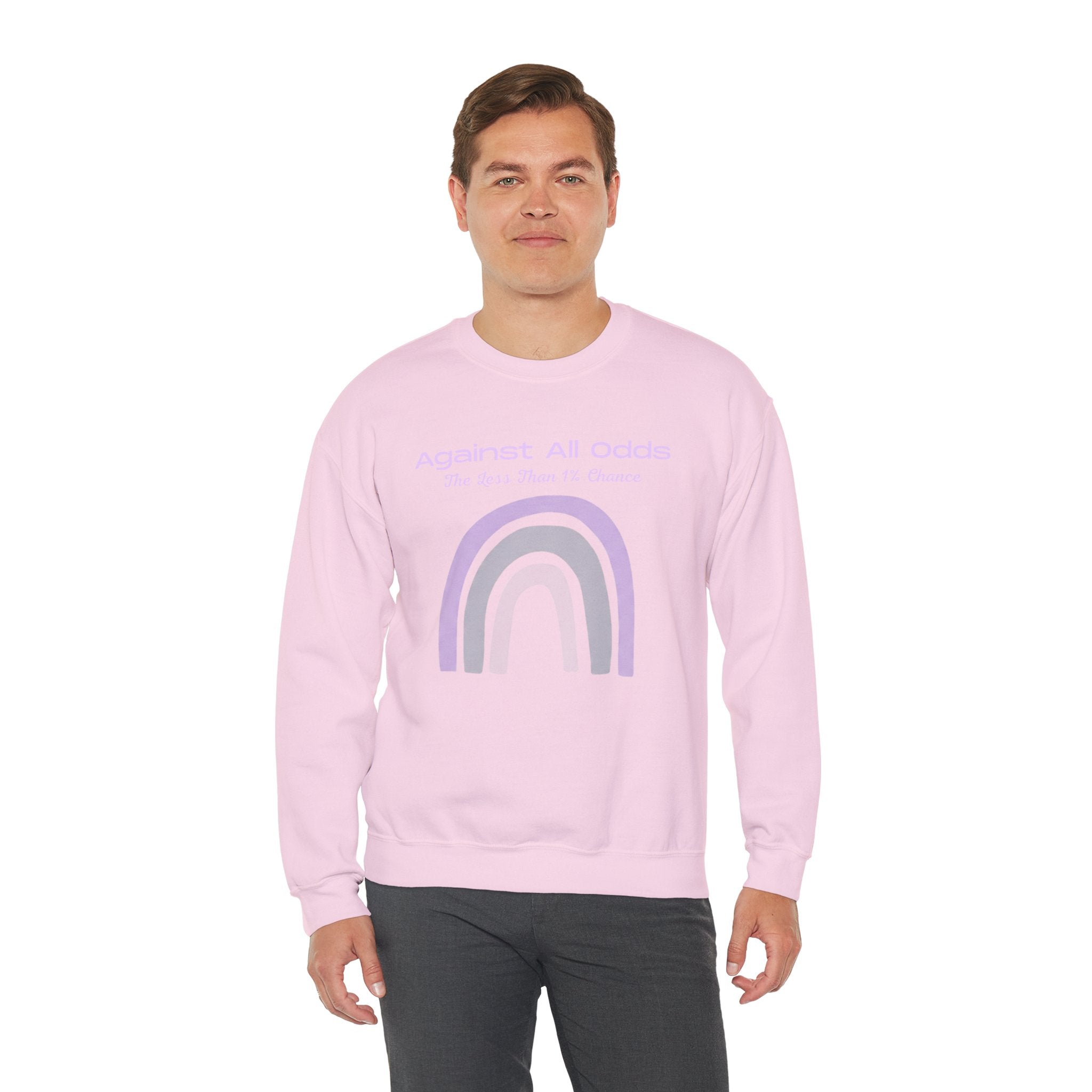 Crewneck Sweatshirt — Pastel Rainbow “Against All Odds” Inspirational Pullover