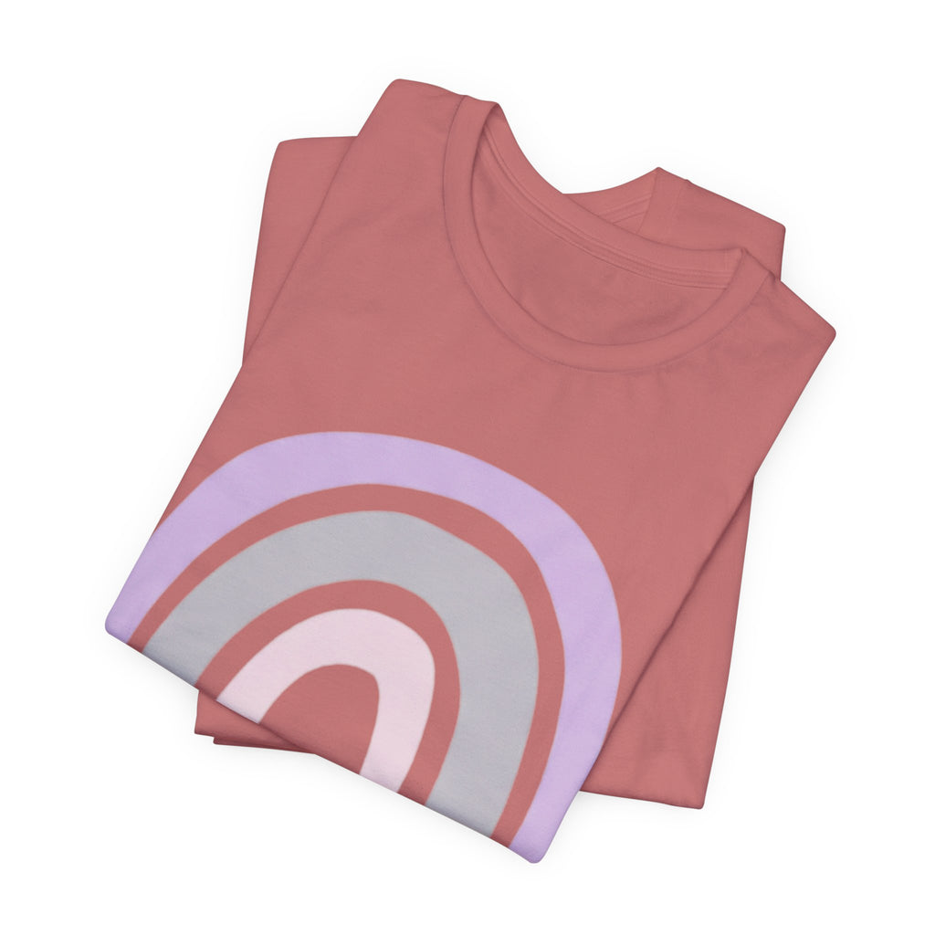 Pastel Rainbow Tee — Minimal Lavender & Blush Graphic T-Shirt