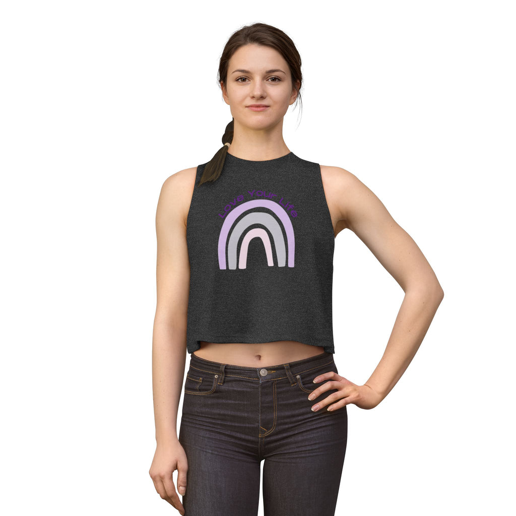 Love Your Life Rainbow Crop Top — Positive Message Women's Tank