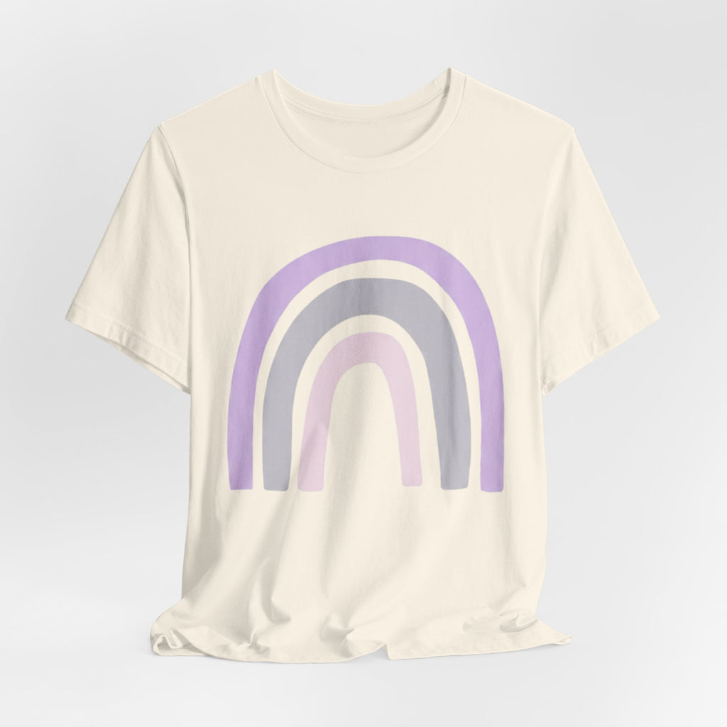 Pastel Rainbow Tee — Minimal Lavender & Blush Graphic T-Shirt