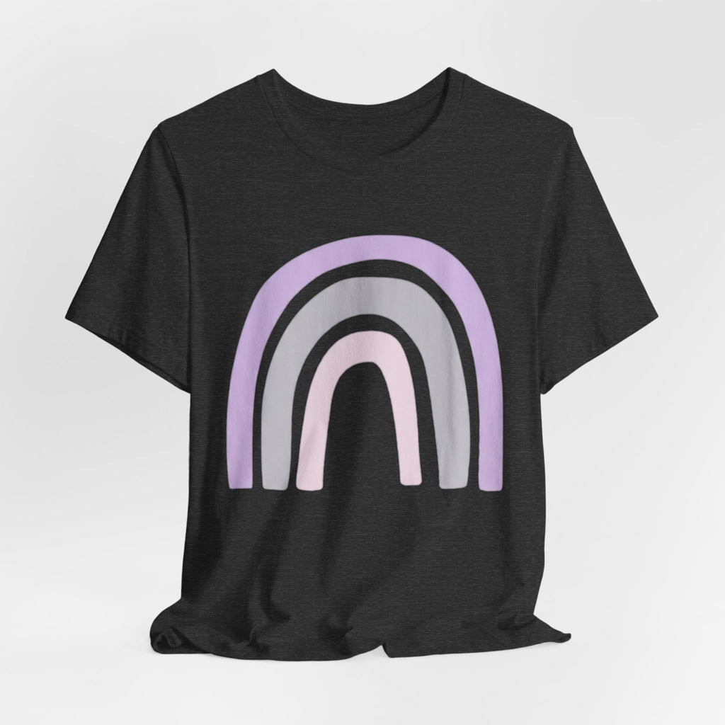 Pastel Rainbow Tee — Minimal Lavender & Blush Graphic T-Shirt