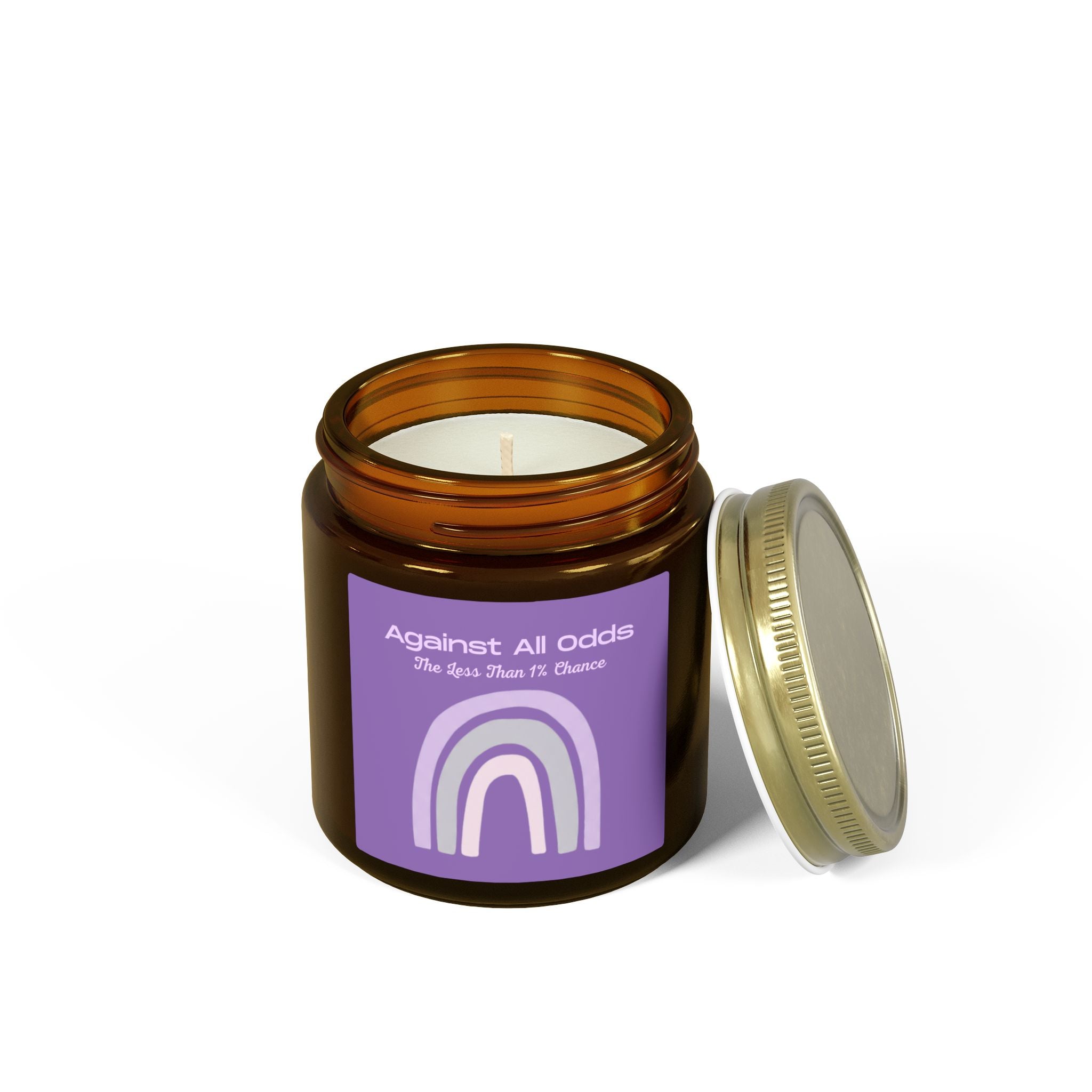 Scented Candle — Coconut Apricot Wax “Against All Odds” Purple Rainbow (4oz/9oz)