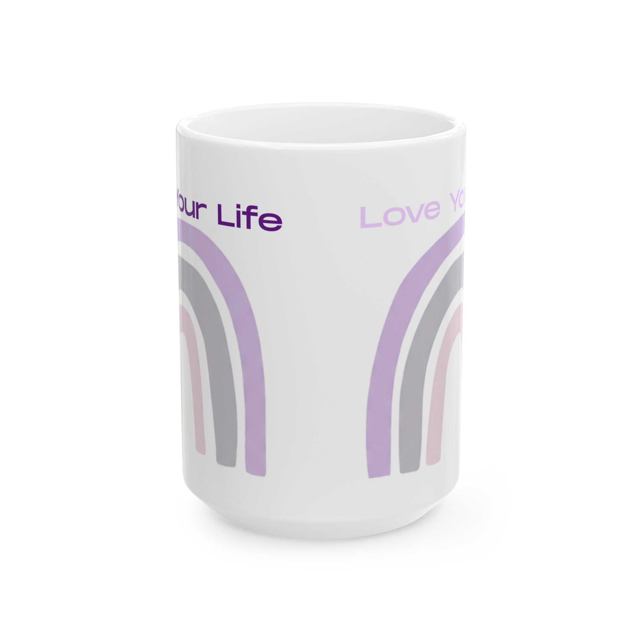 Love Your Life Pastel Rainbow Ceramic Mug (11oz, 15oz) — Inspirational Coffee Cup