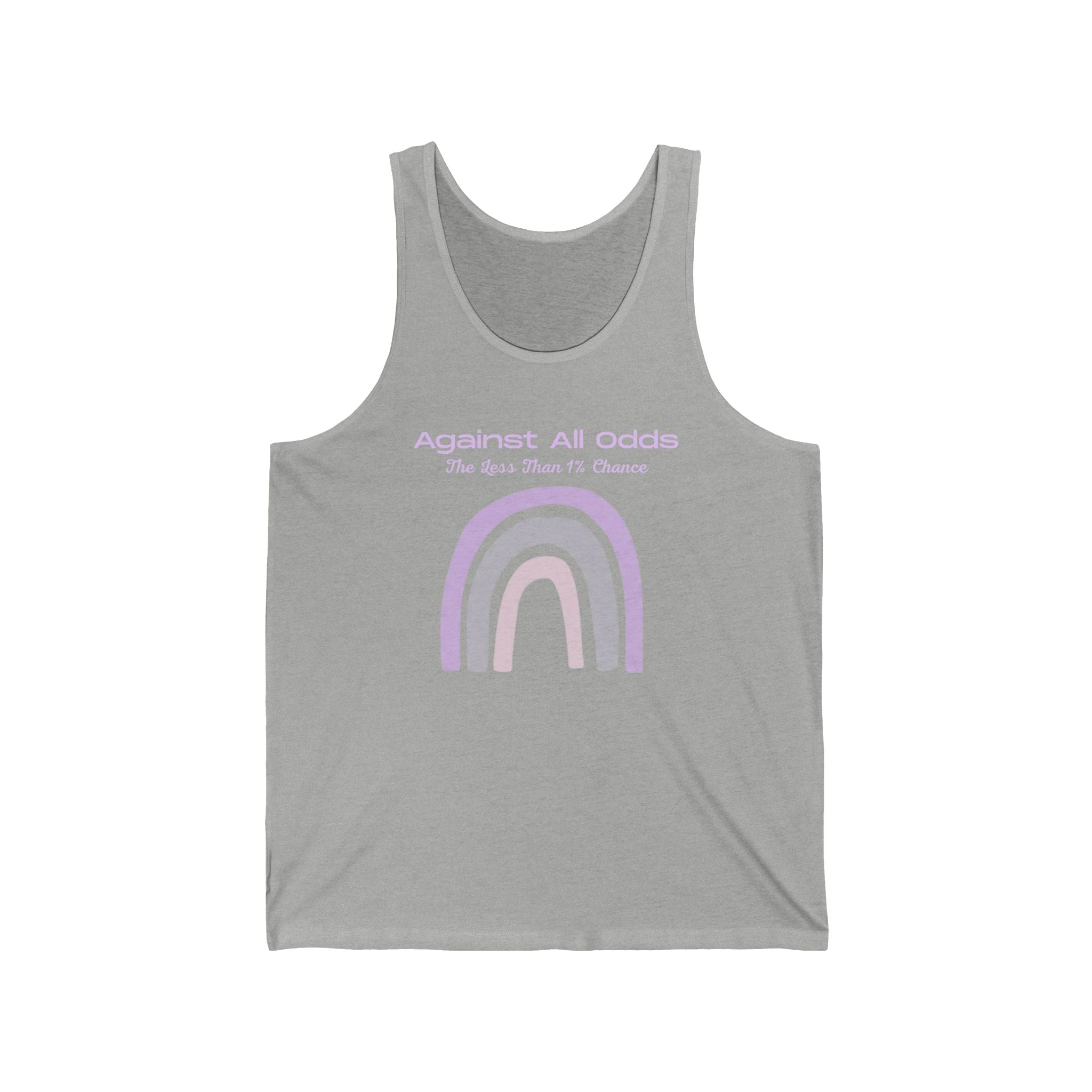 Pastel Rainbow Tank Top — "Against All Odds" Minimal Graphic