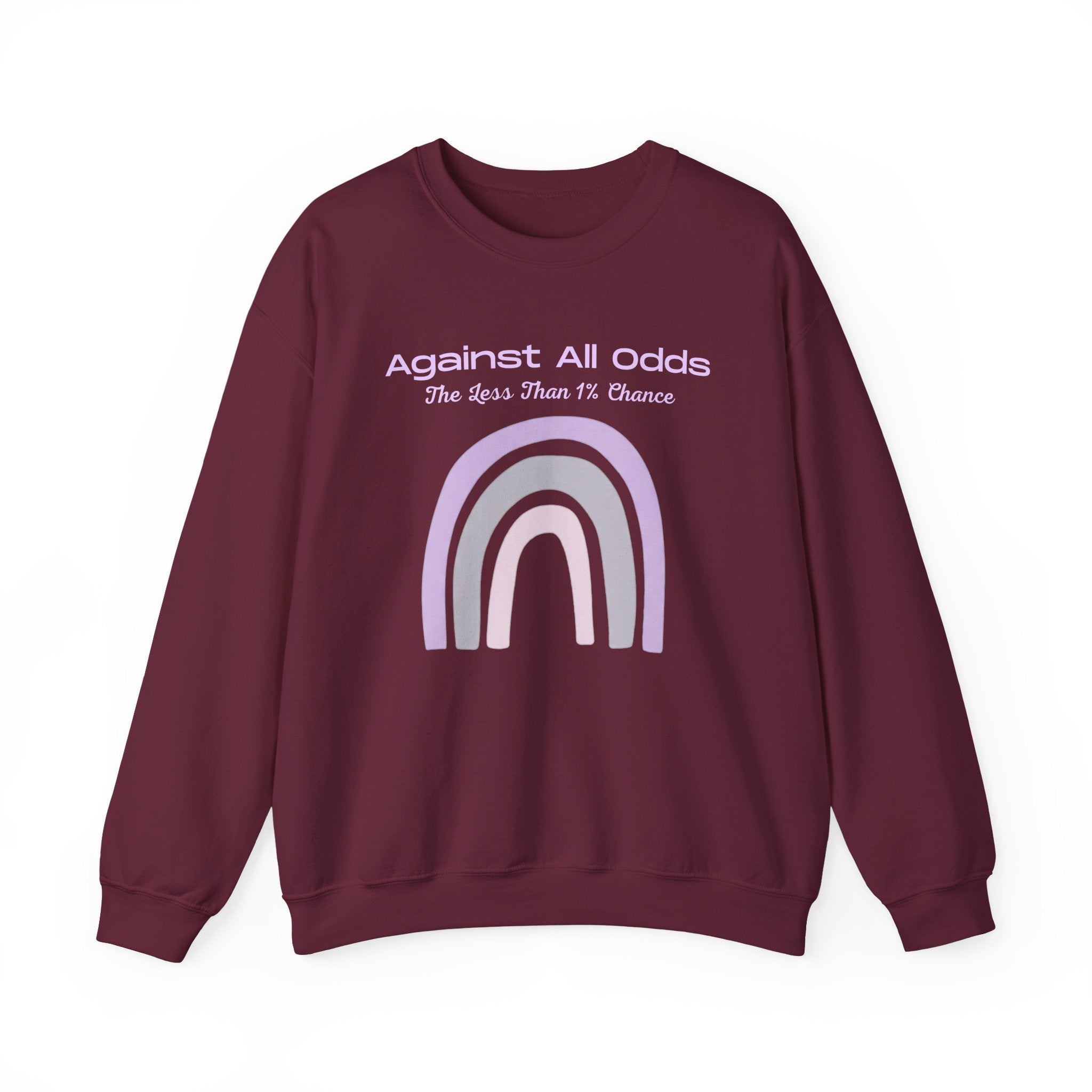 Crewneck Sweatshirt — Pastel Rainbow “Against All Odds” Inspirational Pullover