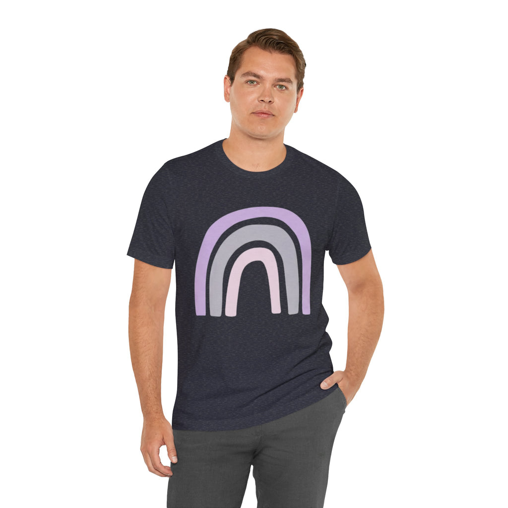 Pastel Rainbow Tee — Minimal Lavender & Blush Graphic T-Shirt