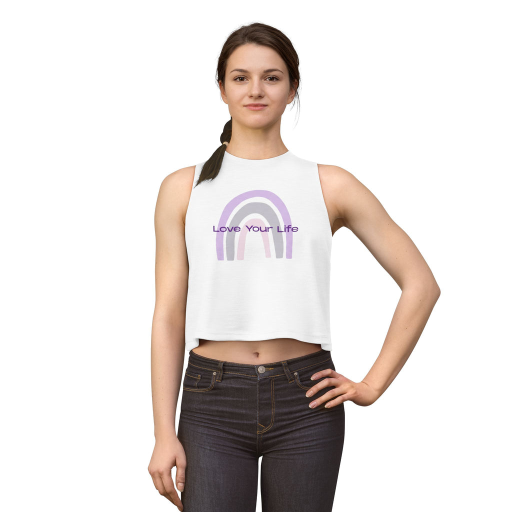 Crop Top — "Love Your Life" Pastel Rainbow Graphic