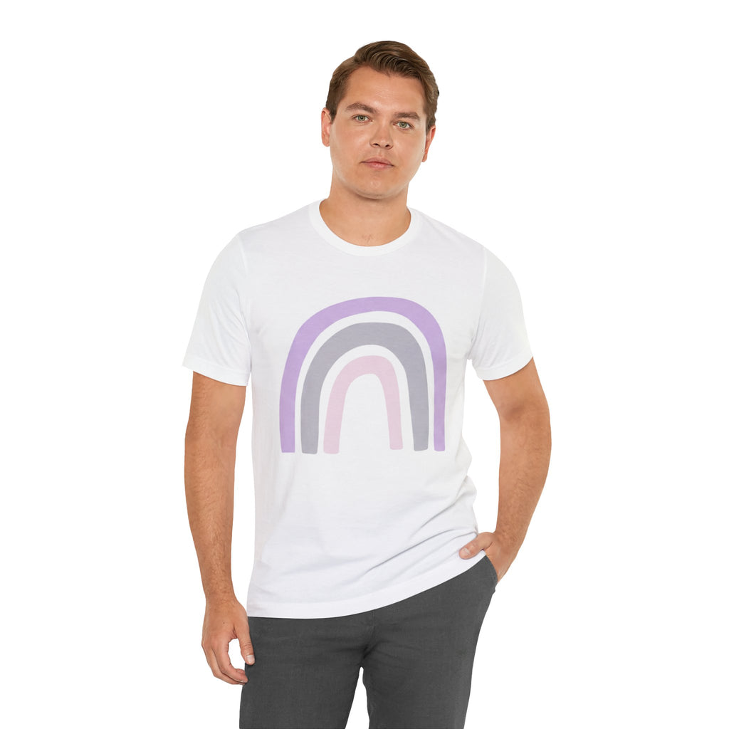 Pastel Rainbow Tee — Minimal Lavender & Blush Graphic T-Shirt