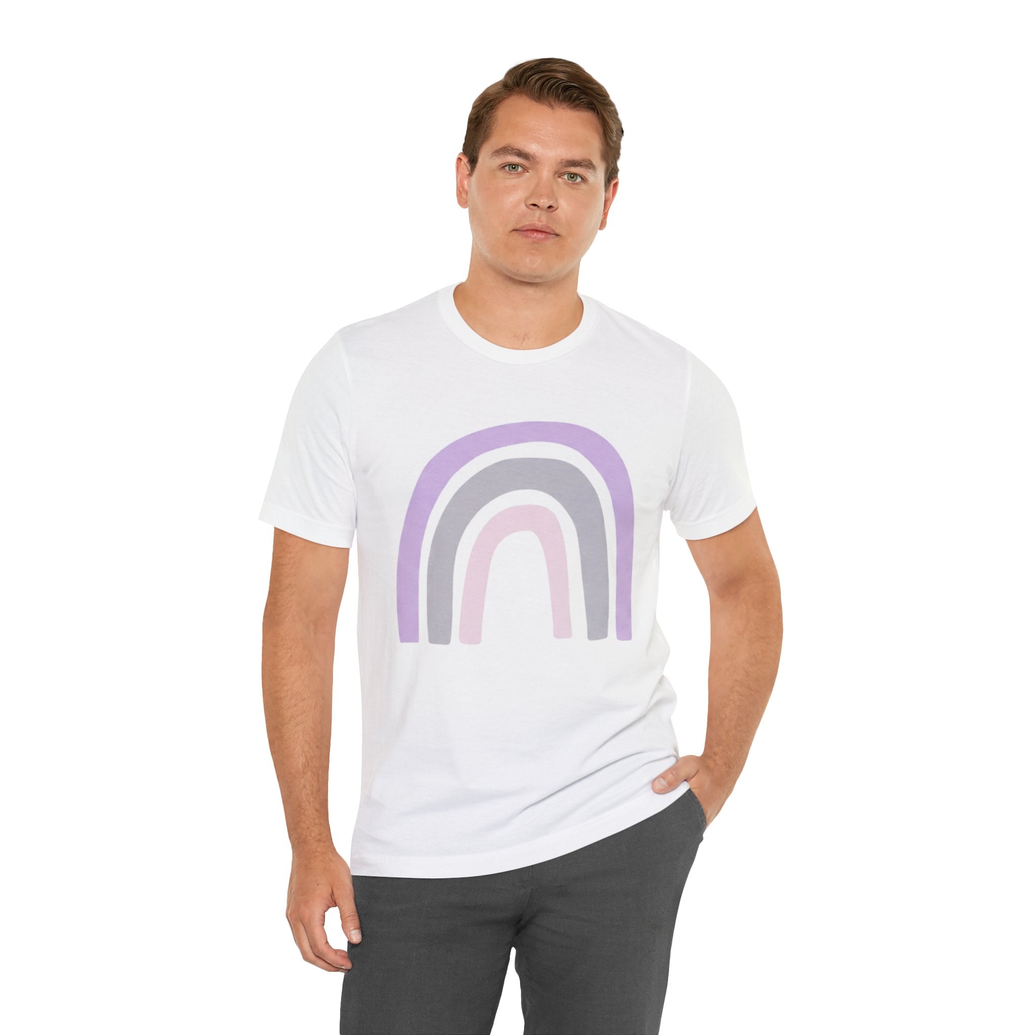 Pastel Rainbow Tee — Minimal Lavender & Blush Graphic T-Shirt