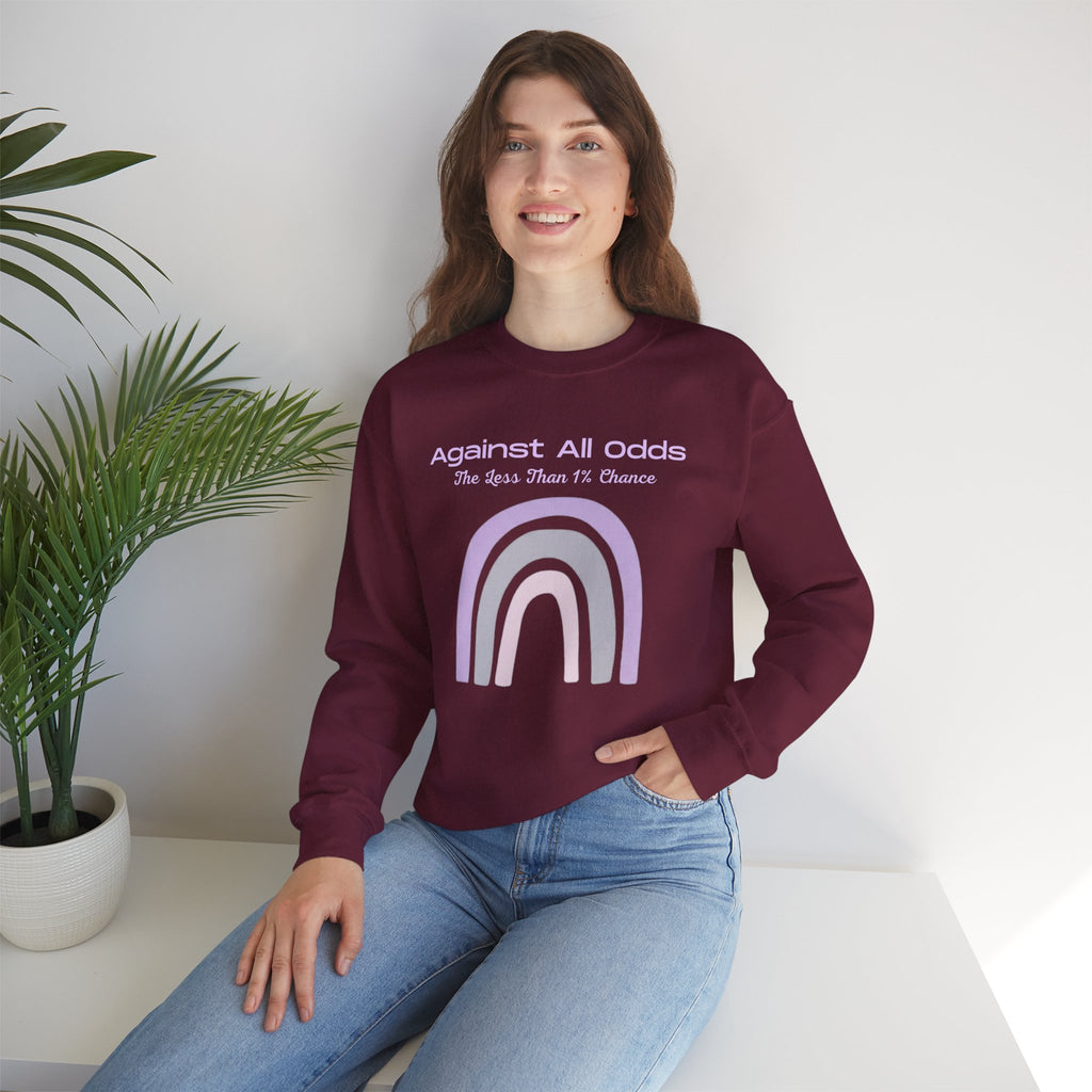Crewneck Sweatshirt — Pastel Rainbow “Against All Odds” Inspirational Pullover