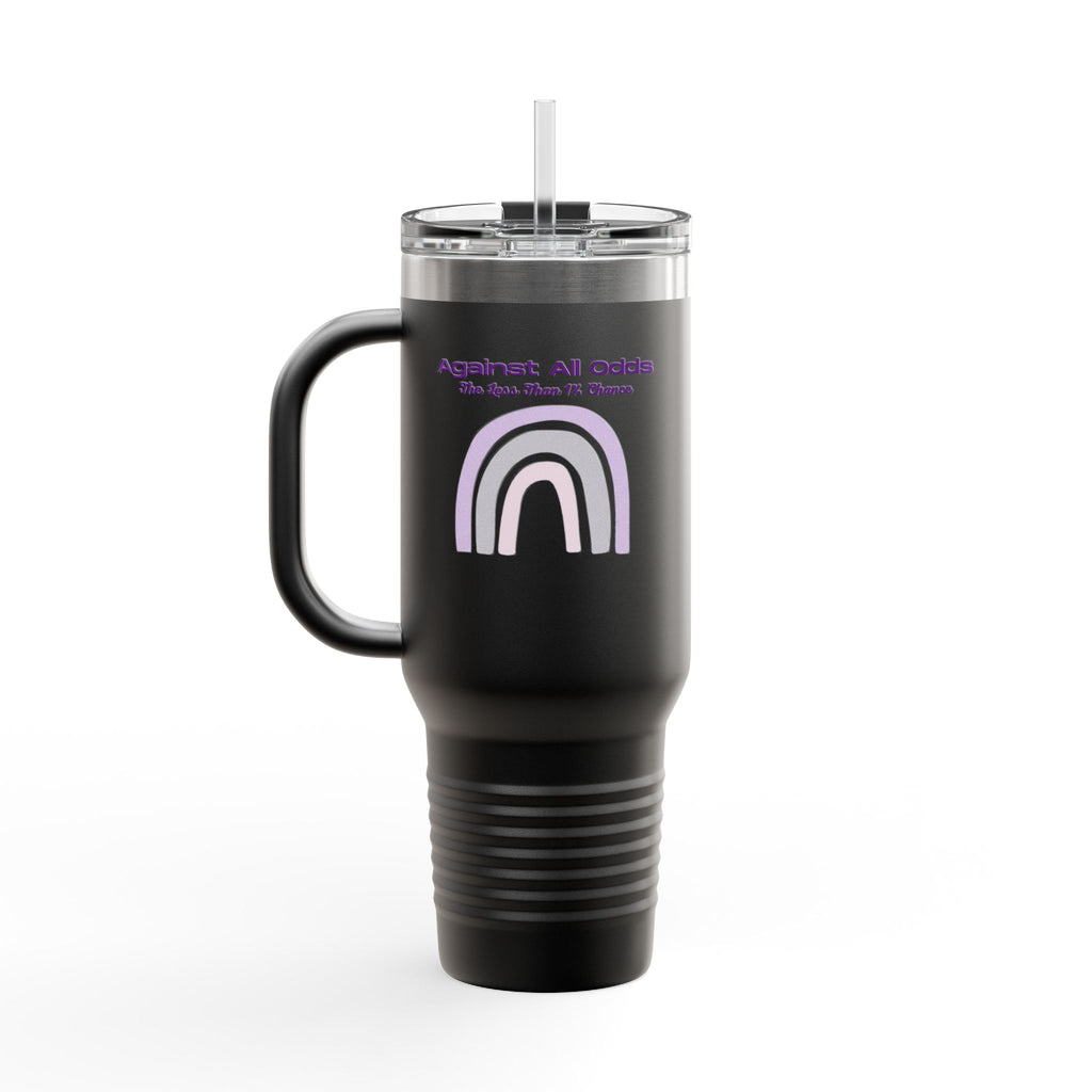 40oz Insulated Travel Mug — Pastel Rainbow "Against All Odds: The Less Than 1% Chance" Design