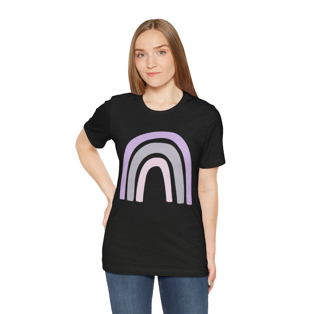 Pastel Rainbow Tee — Minimal Lavender & Blush Graphic T-Shirt