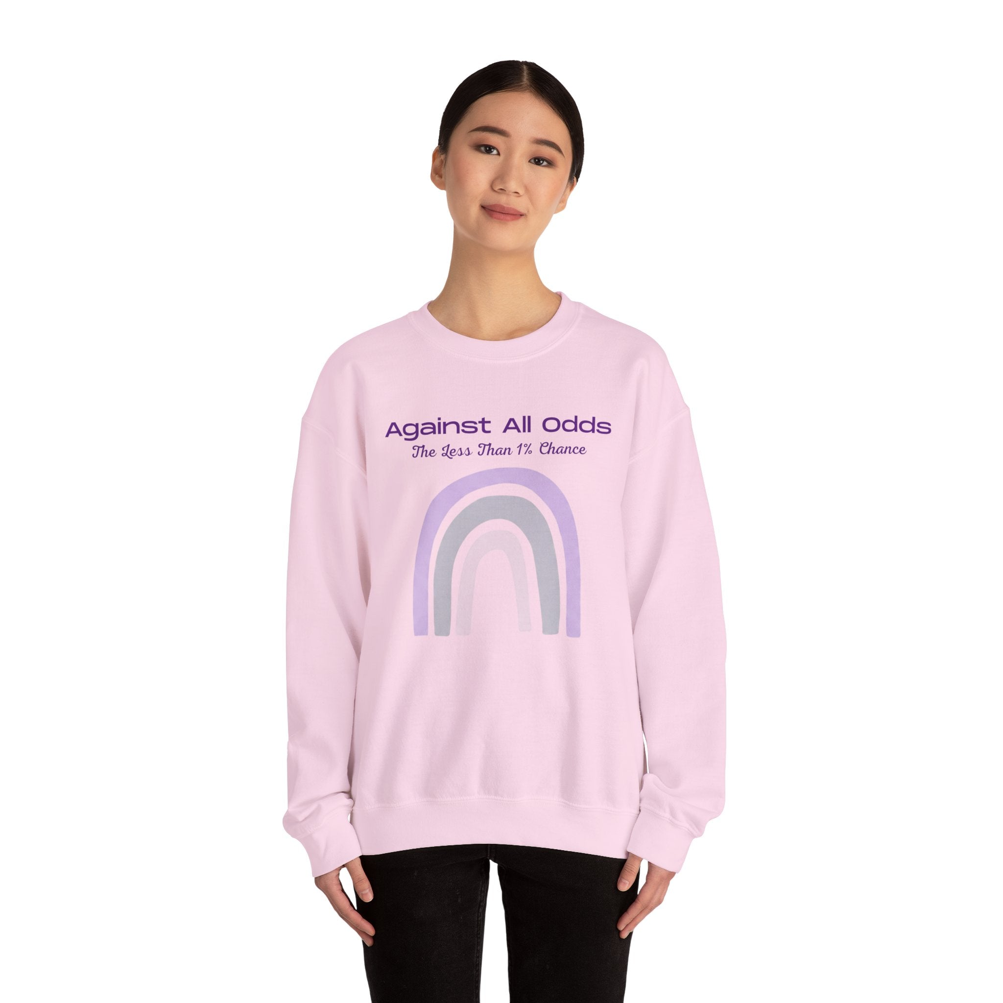 Crewneck Sweatshirt — "Against All Odds" Pastel Rainbow Inspirational Pullover