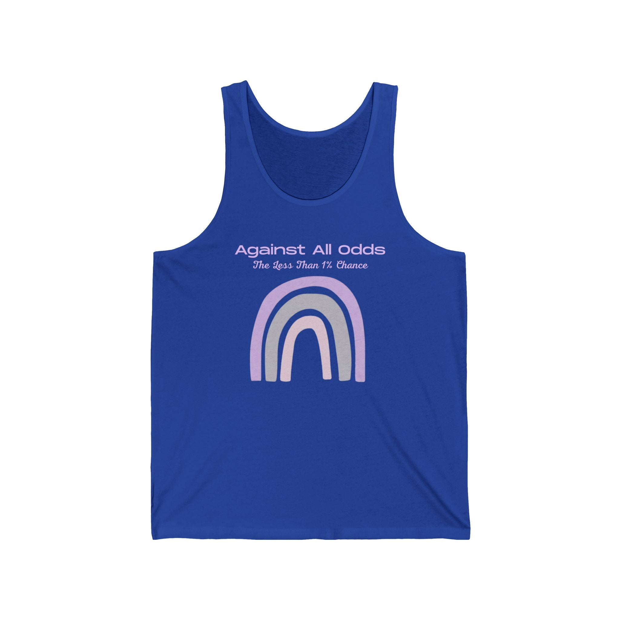Pastel Rainbow Tank Top — "Against All Odds" Minimal Graphic