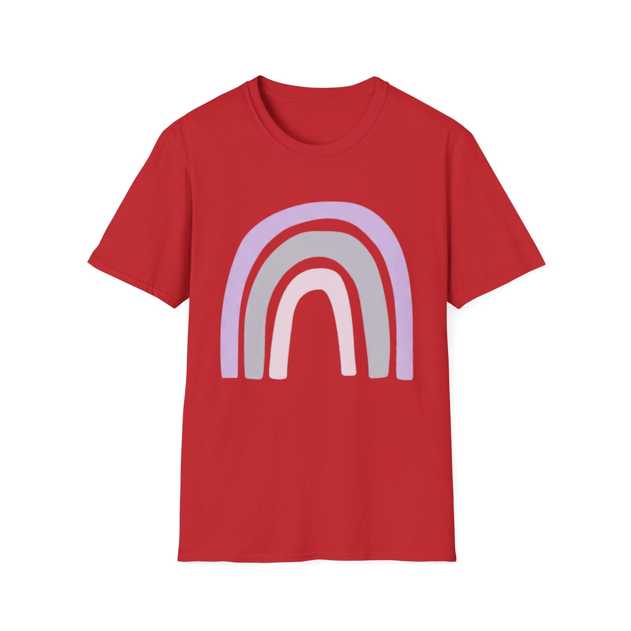 Pastel Rainbow T-Shirt — Minimal Lavender & Grey Rainbow Tee