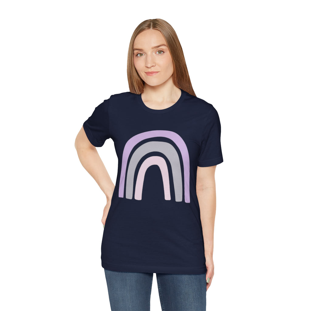 Pastel Rainbow Tee — Minimal Lavender & Blush Graphic T-Shirt
