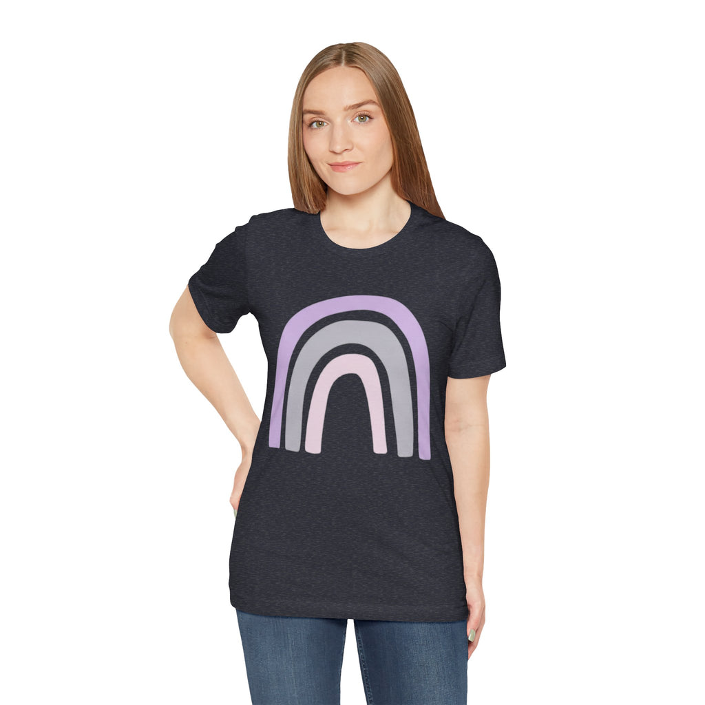 Pastel Rainbow Tee — Minimal Lavender & Blush Graphic T-Shirt
