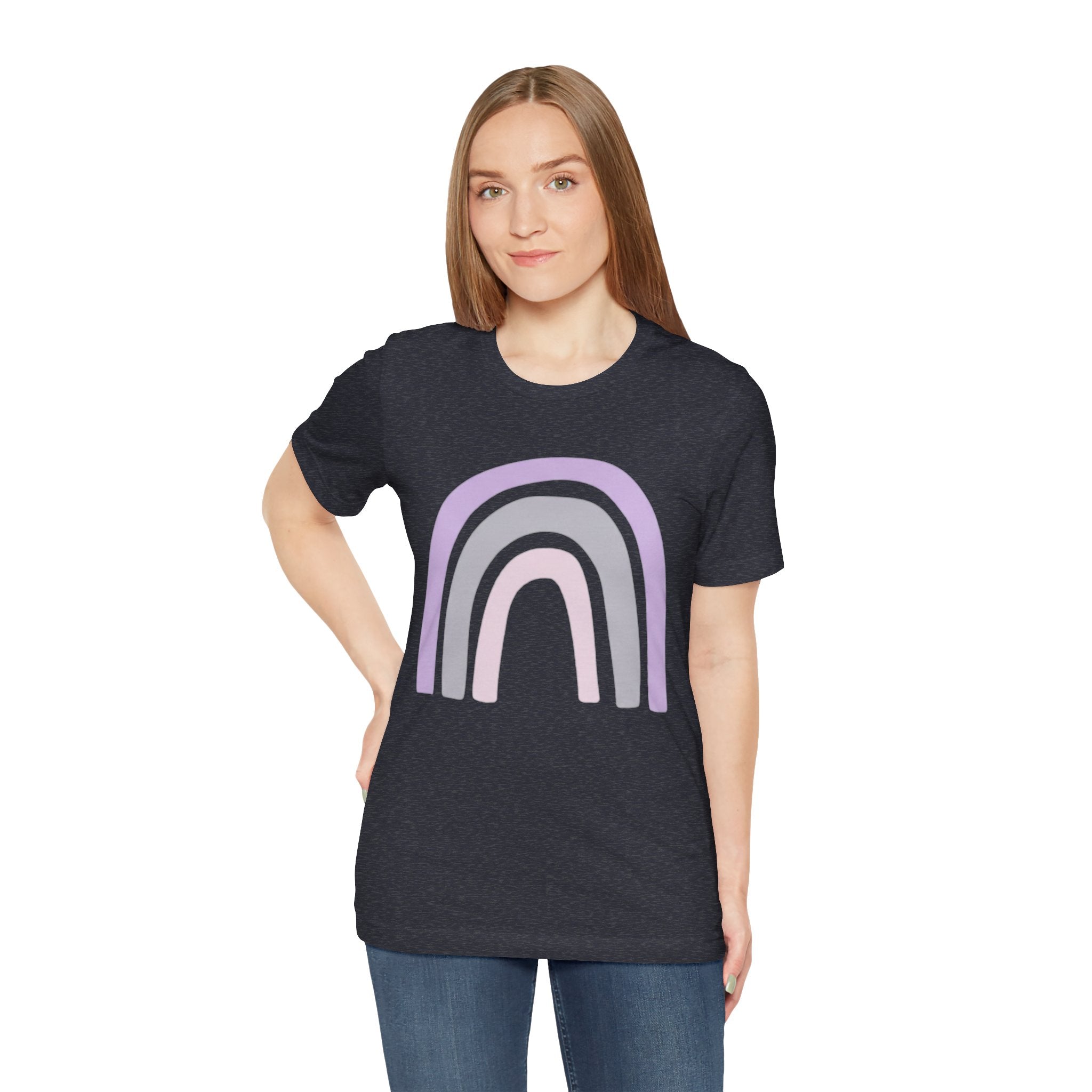 Pastel Rainbow Tee — Minimal Lavender & Blush Graphic T-Shirt