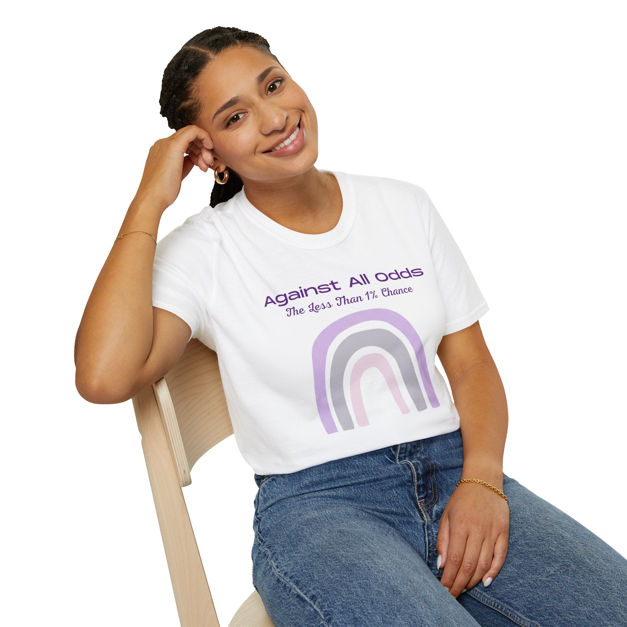 Against All Odds Rainbow T-Shirt – Inspirational 'The Less Than 1% Chance' Design