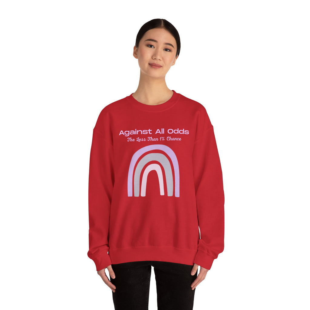 Crewneck Sweatshirt — Pastel Rainbow “Against All Odds” Inspirational Pullover