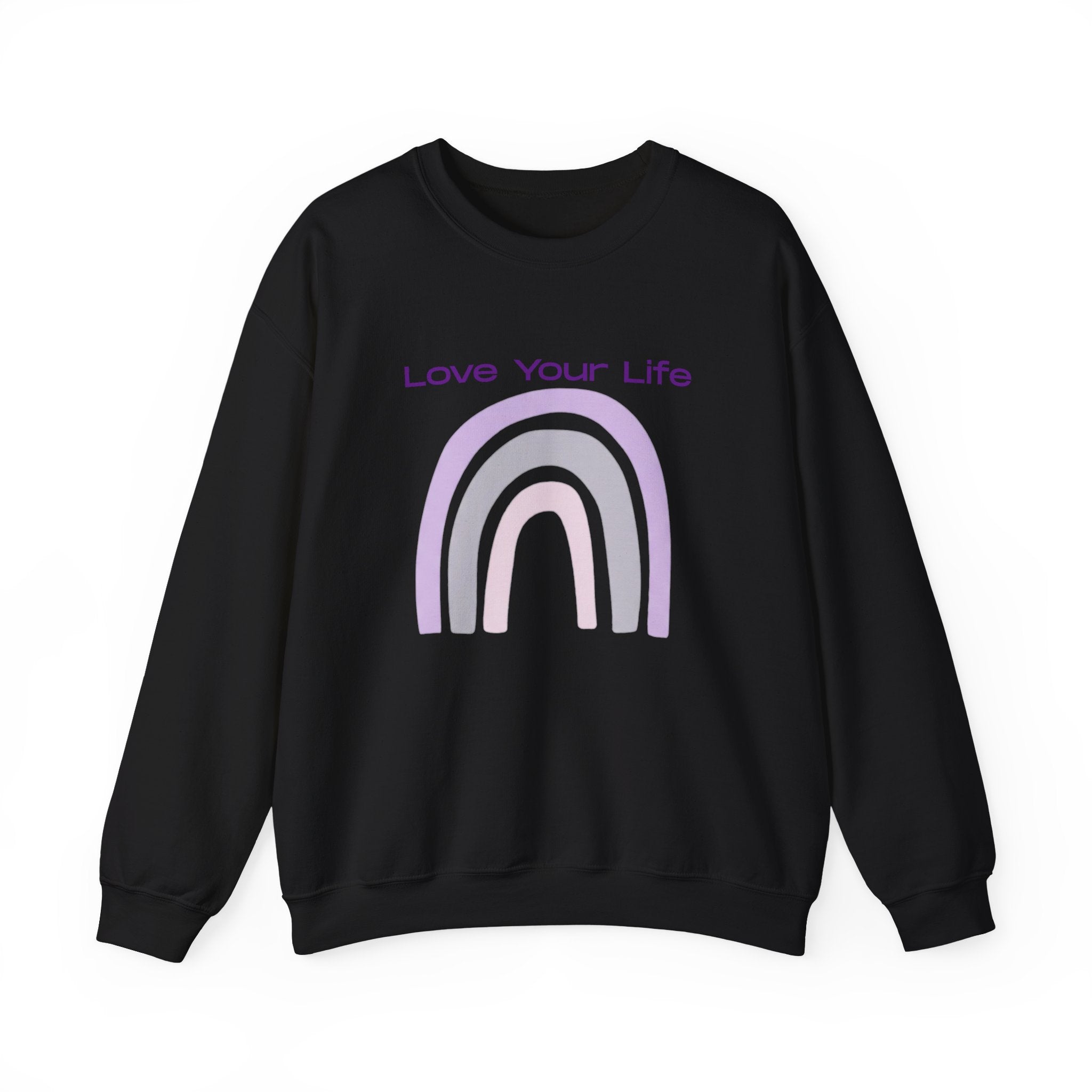 Crewneck Sweatshirt — "Love Your Life" Pastel Rainbow Casual Pullover