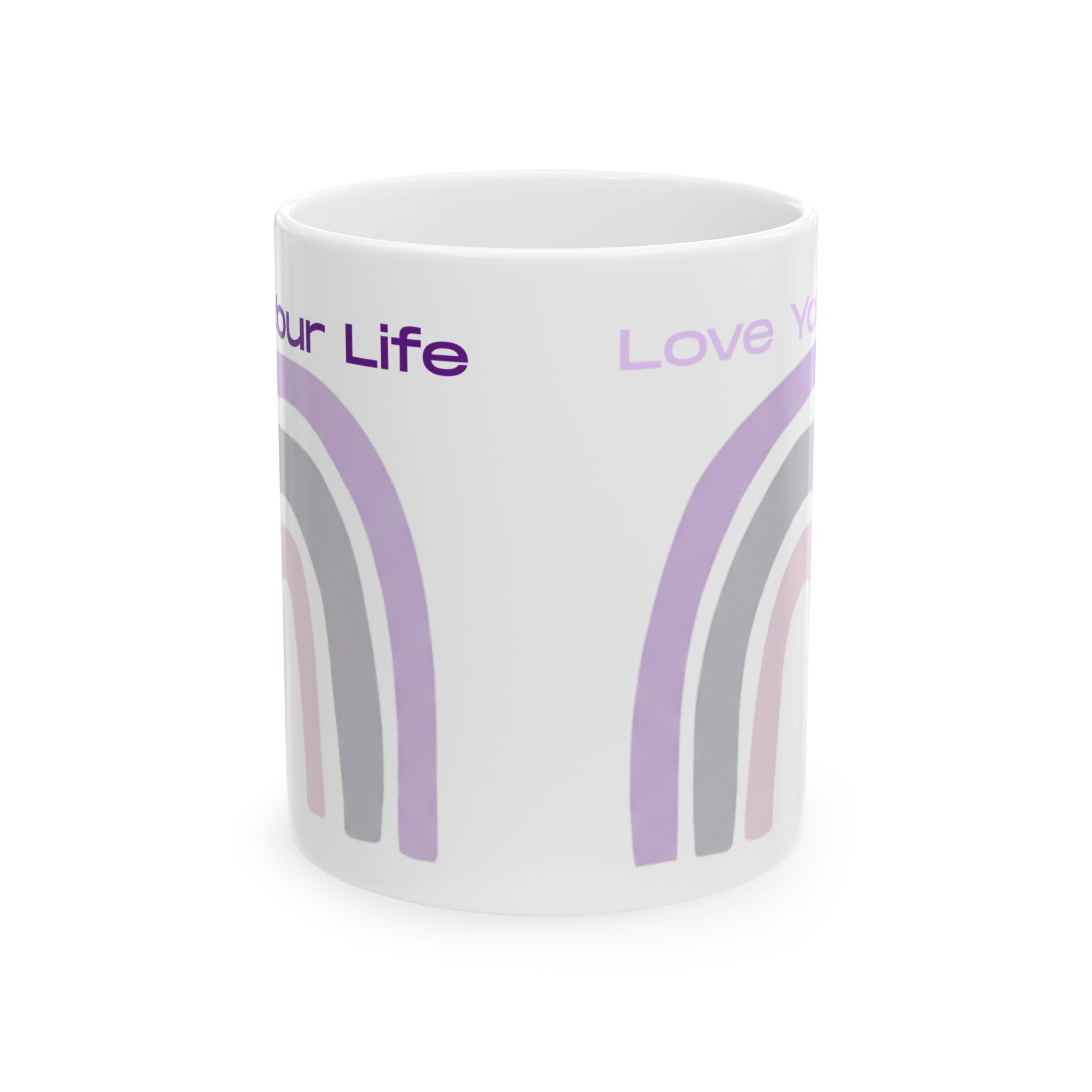 Love Your Life Pastel Rainbow Ceramic Mug (11oz, 15oz) — Inspirational Coffee Cup