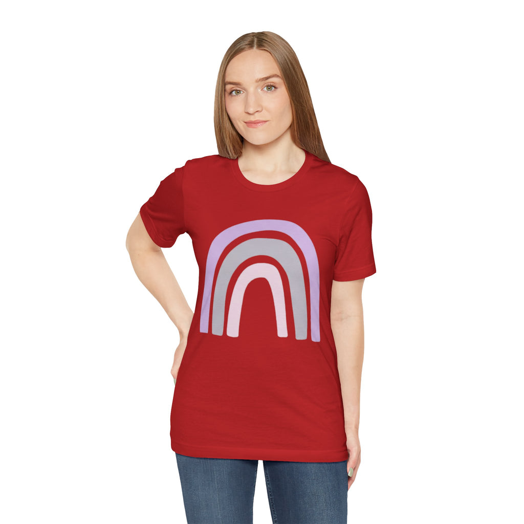 Pastel Rainbow Tee — Minimal Lavender & Blush Graphic T-Shirt