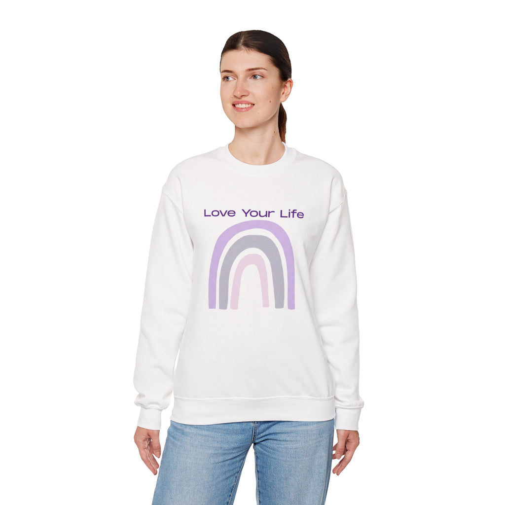Crewneck Sweatshirt — "Love Your Life" Pastel Rainbow Casual Pullover