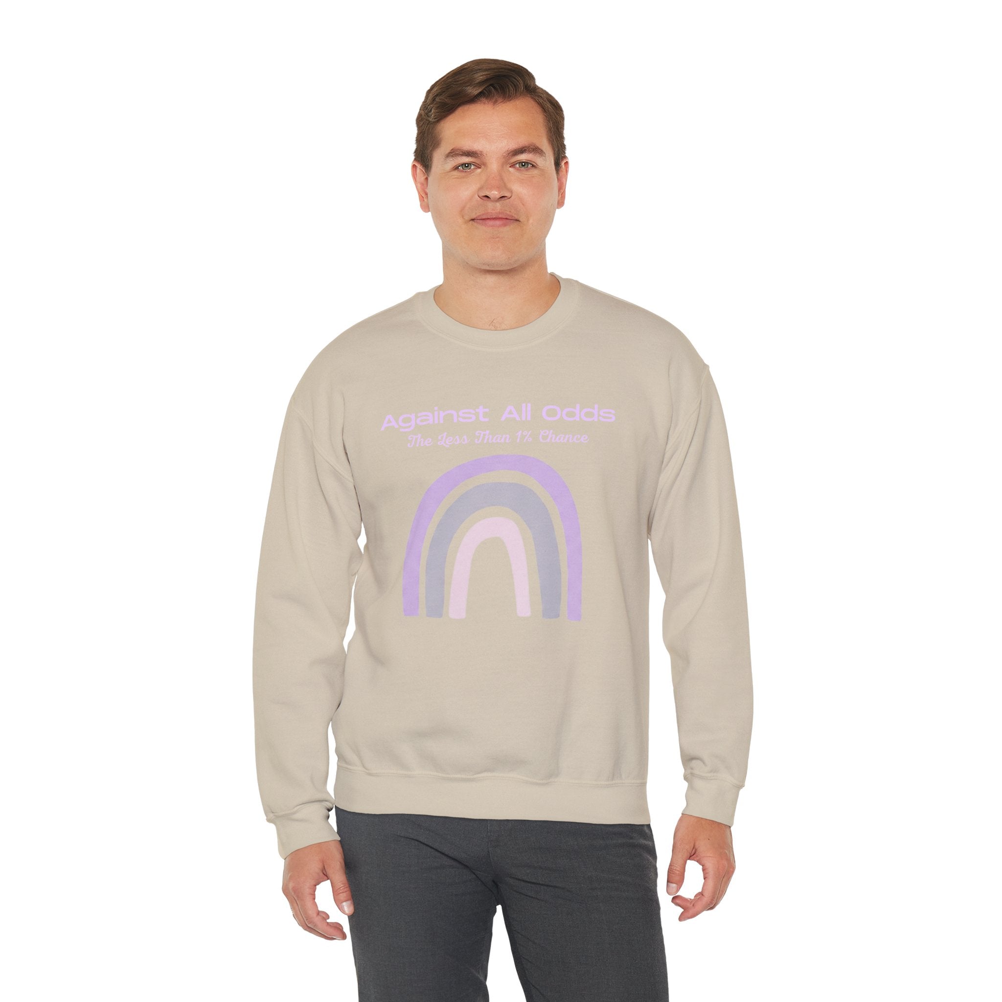 Crewneck Sweatshirt — Pastel Rainbow “Against All Odds” Inspirational Pullover