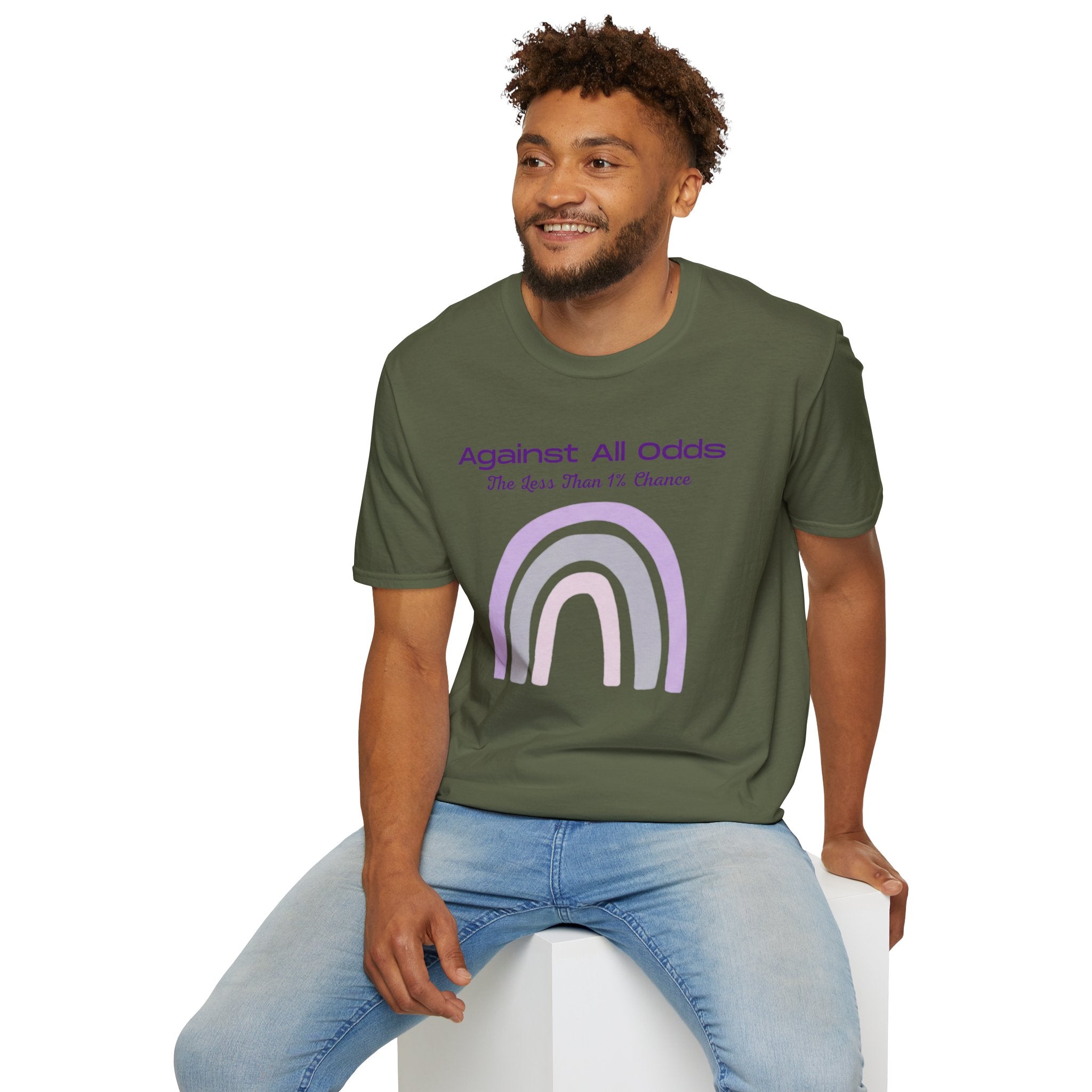 Against All Odds Rainbow T-Shirt – Inspirational 'The Less Than 1% Chance' Design