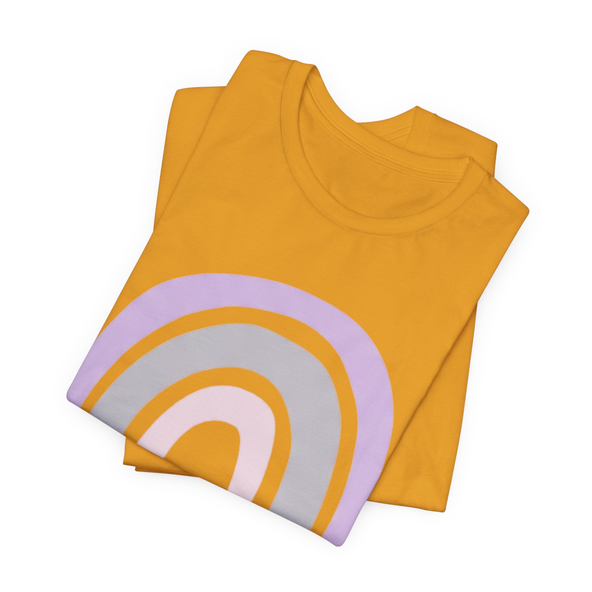 Pastel Rainbow Tee — Minimal Lavender & Blush Graphic T-Shirt