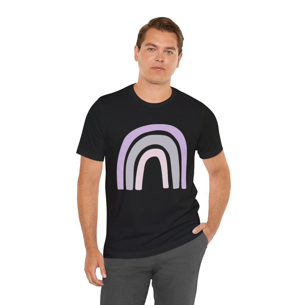 Pastel Rainbow Tee — Minimal Lavender & Blush Graphic T-Shirt