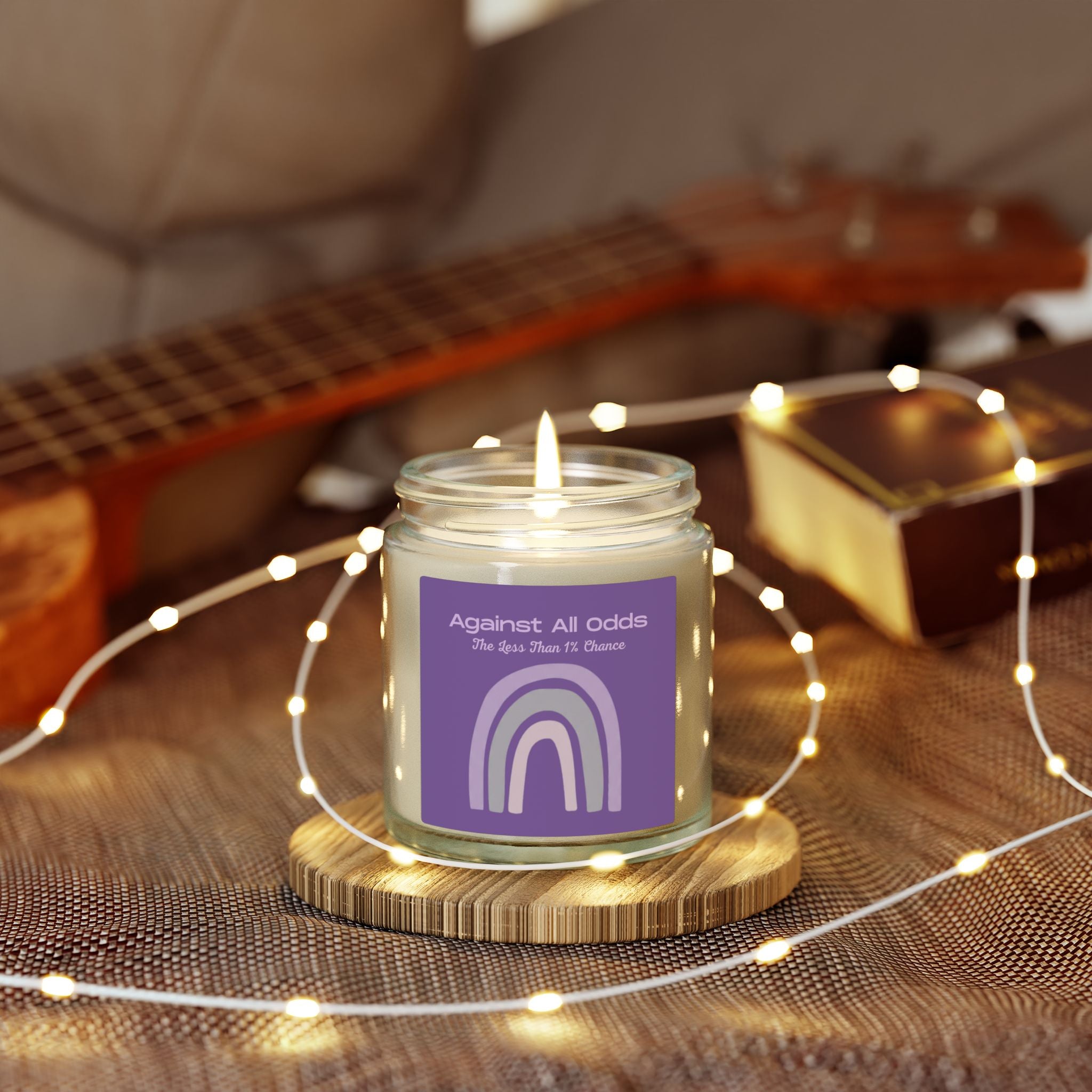 Scented Candle — Coconut Apricot Wax “Against All Odds” Purple Rainbow (4oz/9oz)