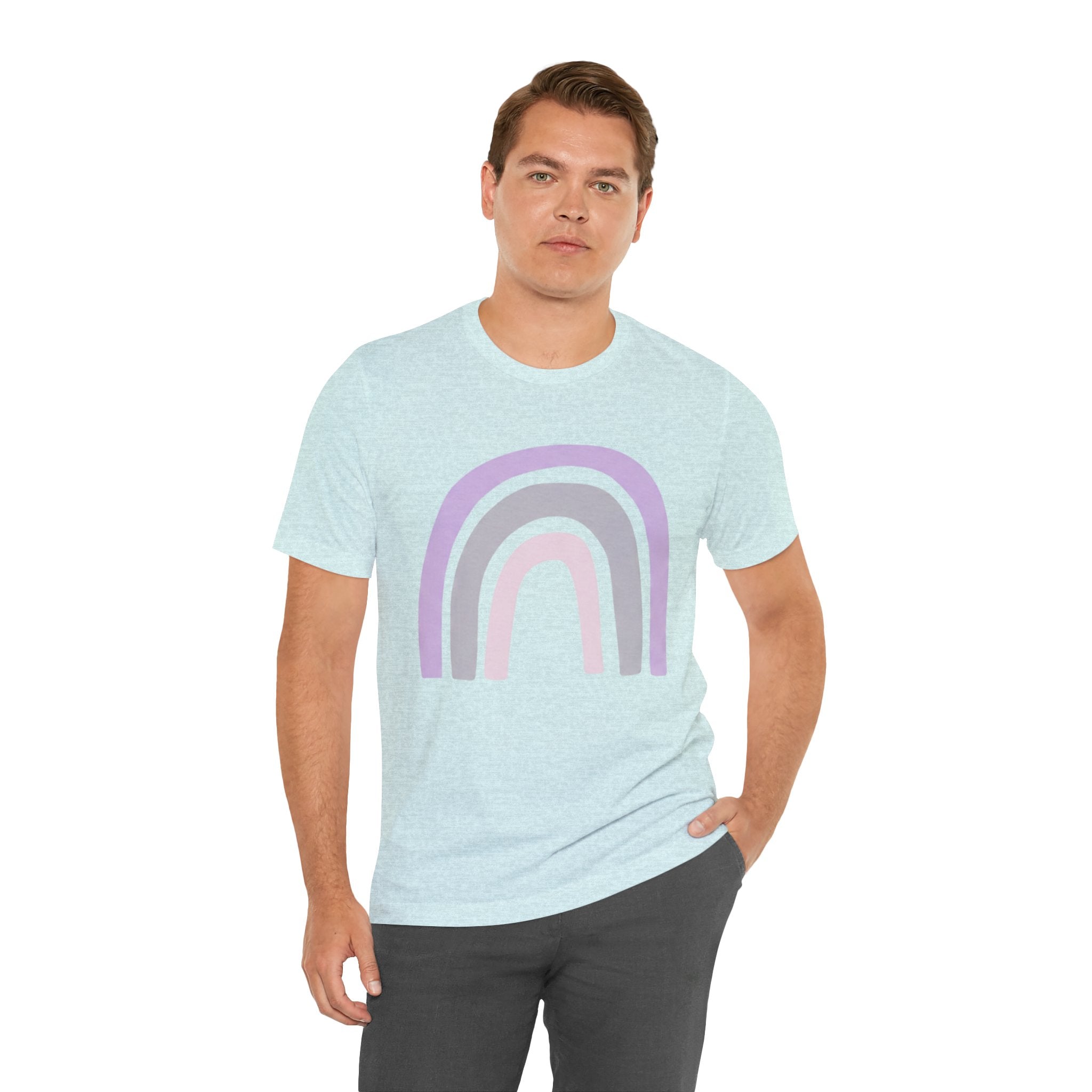 Pastel Rainbow Tee — Minimal Lavender & Blush Graphic T-Shirt
