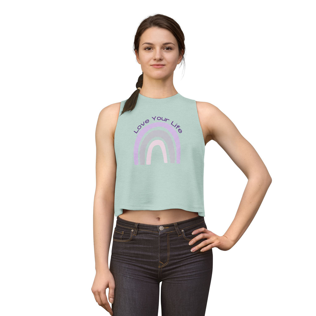 Love Your Life Rainbow Crop Top — Positive Message Women's Tank