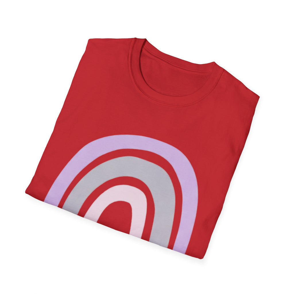 Pastel Rainbow T-Shirt — Minimal Lavender & Grey Rainbow Tee