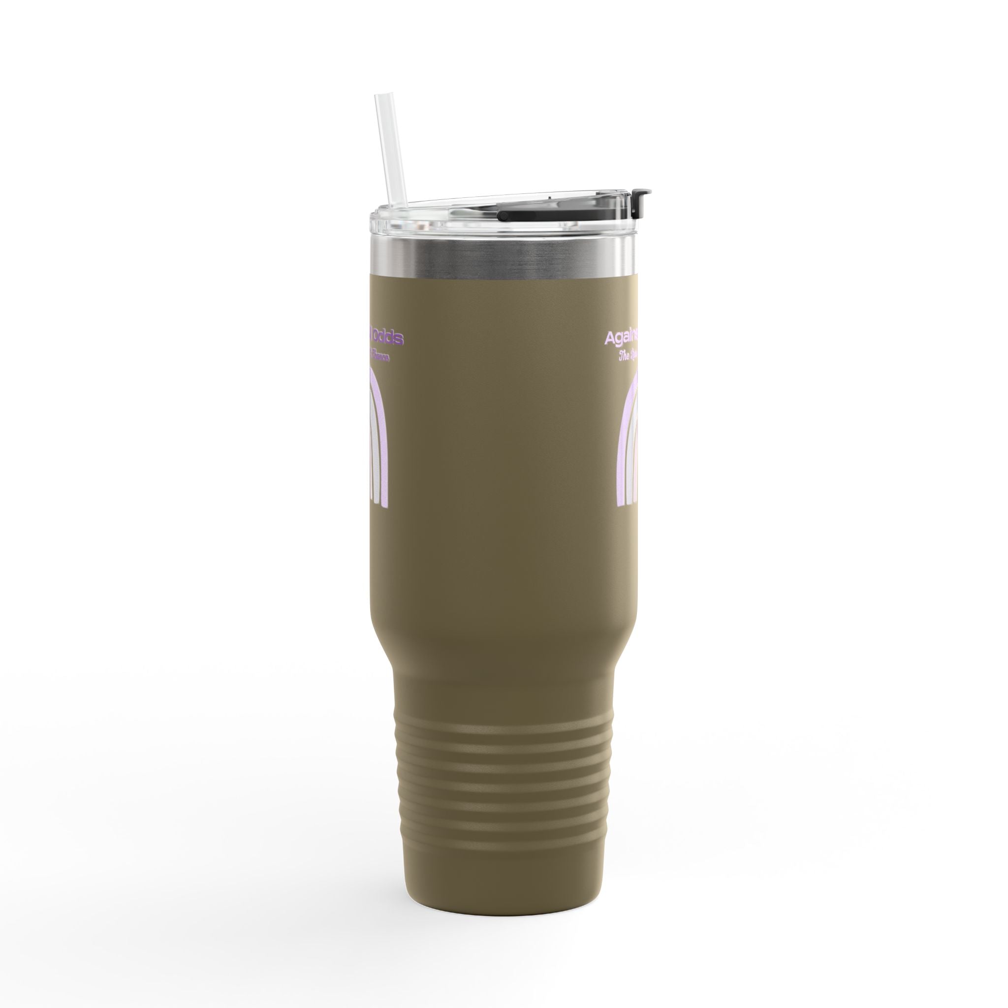 40oz Insulated Travel Mug — Pastel Rainbow "Against All Odds: The Less Than 1% Chance" Design