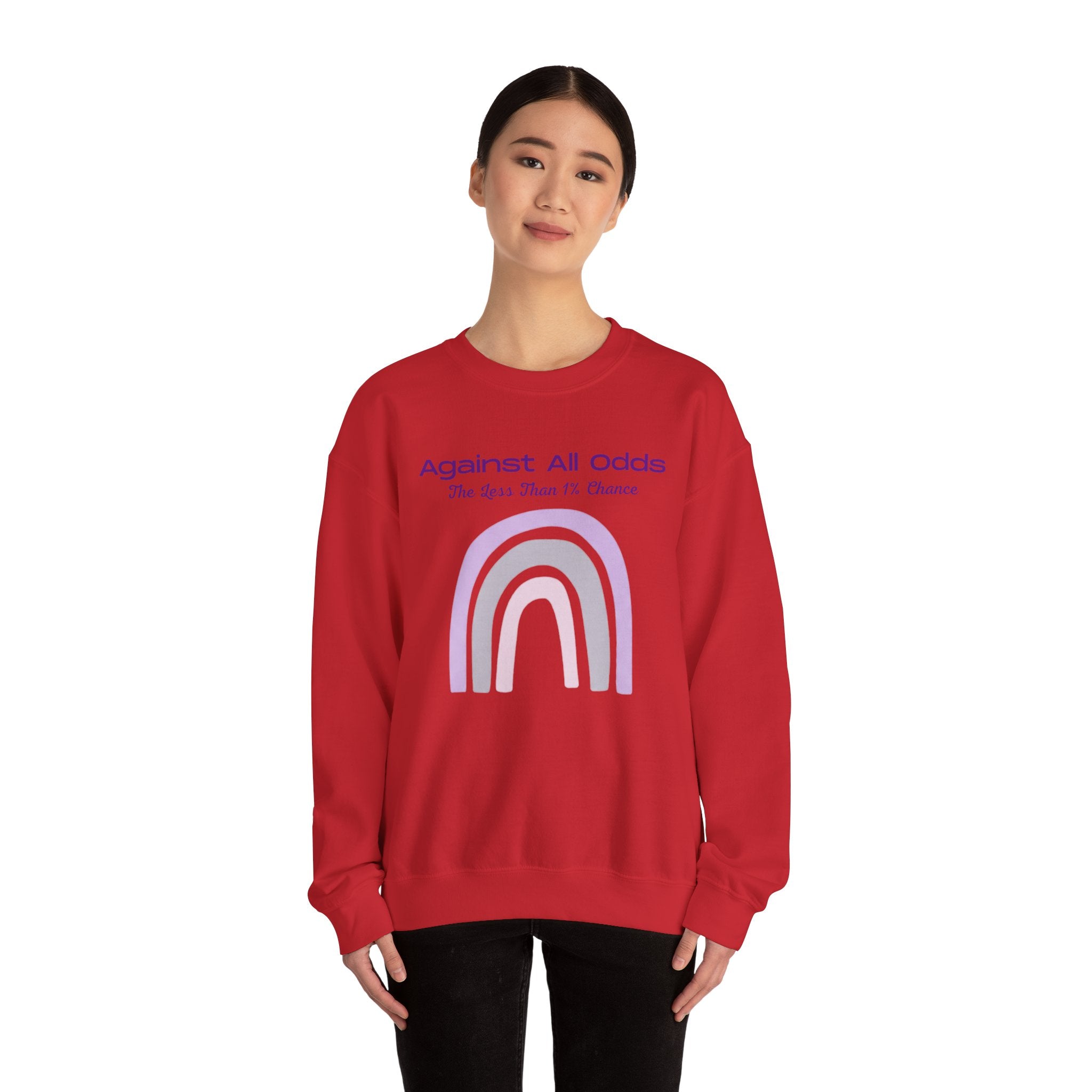Crewneck Sweatshirt — "Against All Odds" Pastel Rainbow Inspirational Pullover