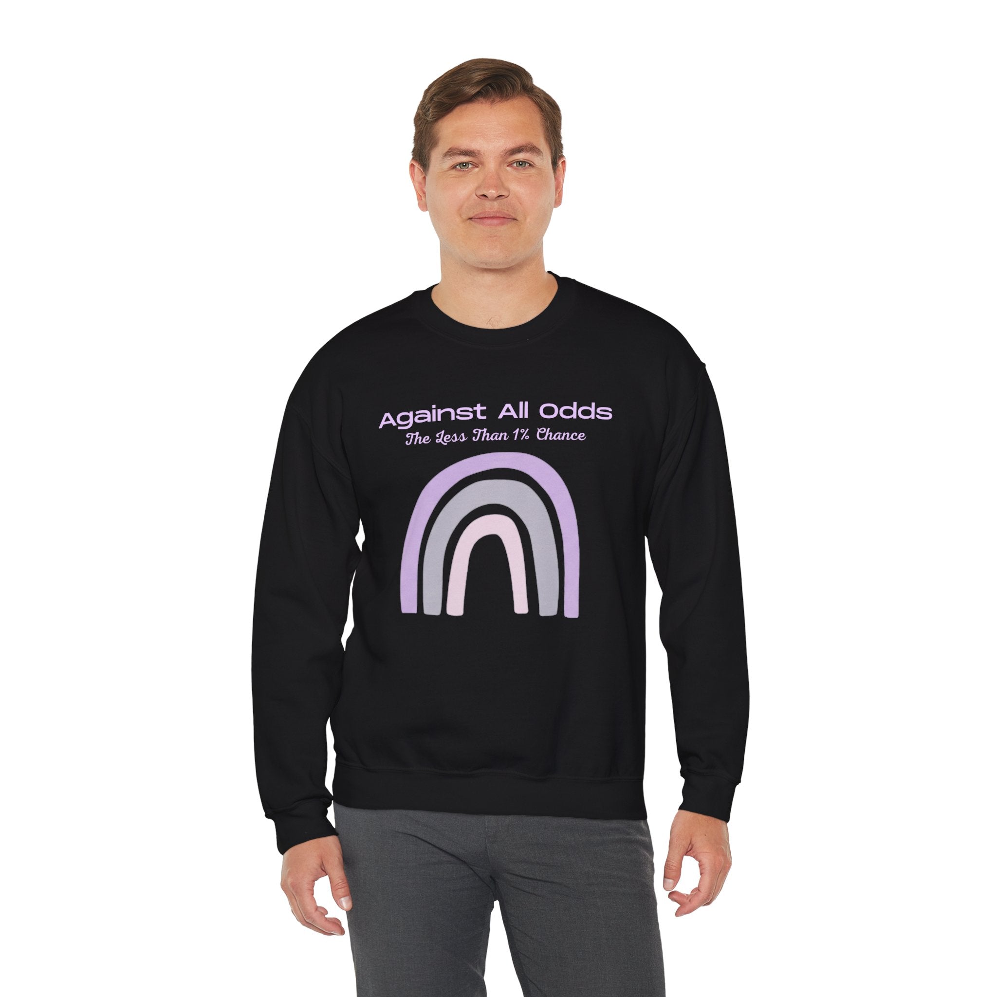 Crewneck Sweatshirt — Pastel Rainbow “Against All Odds” Inspirational Pullover
