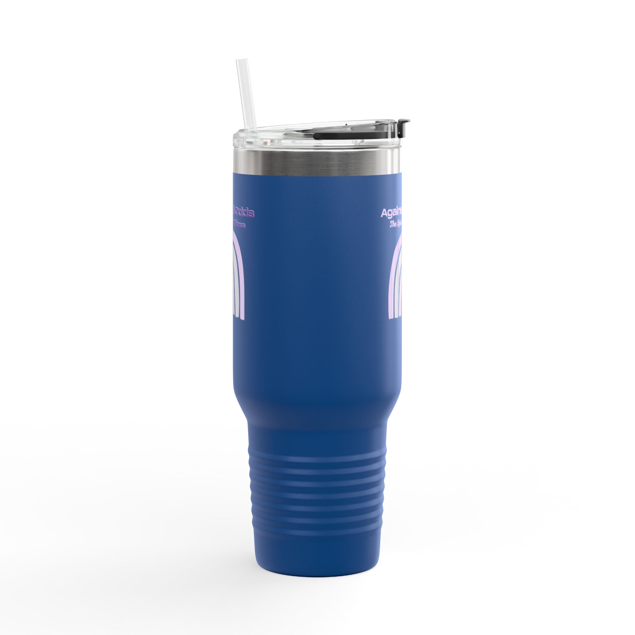 40oz Insulated Travel Mug — Pastel Rainbow "Against All Odds: The Less Than 1% Chance" Design