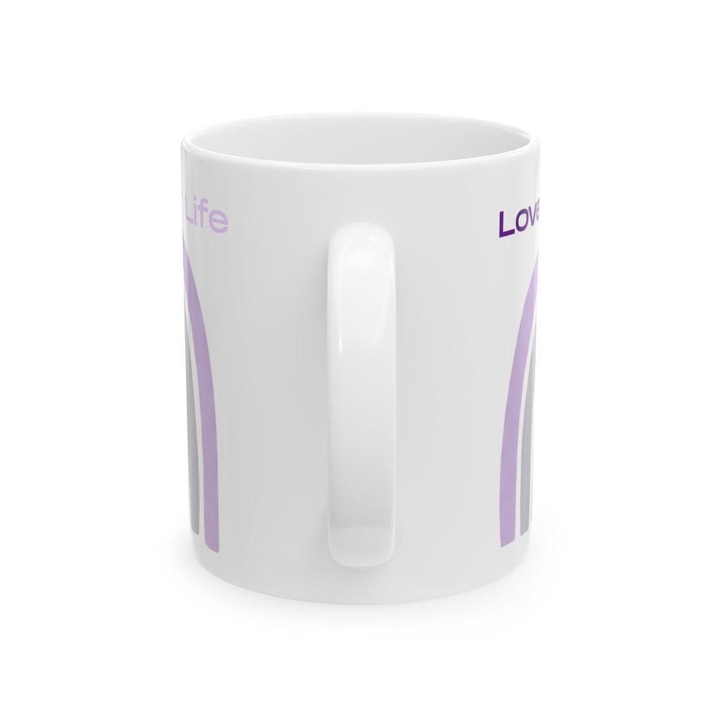 Love Your Life Pastel Rainbow Ceramic Mug (11oz, 15oz) — Inspirational Coffee Cup