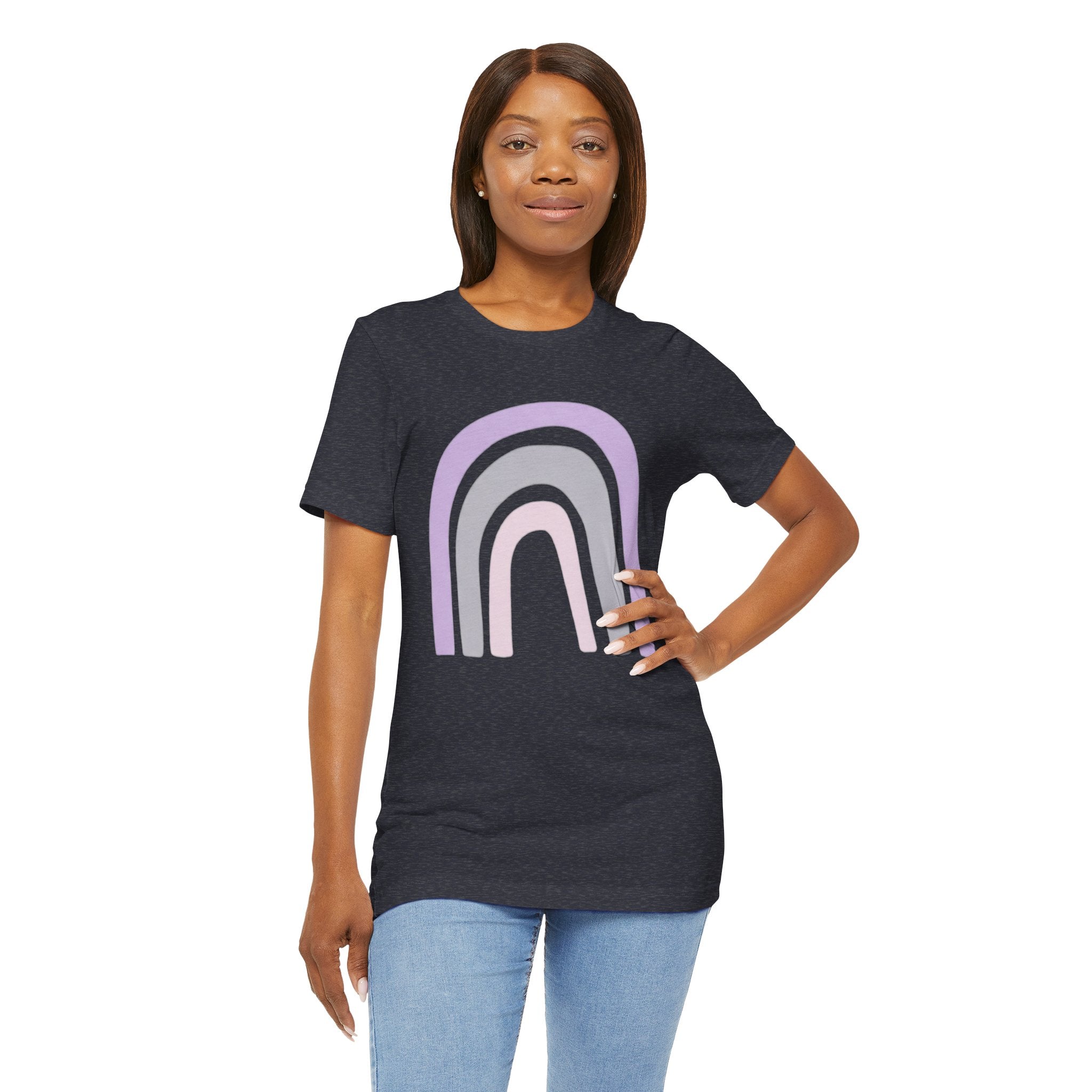 Pastel Rainbow Tee — Minimal Lavender & Blush Graphic T-Shirt