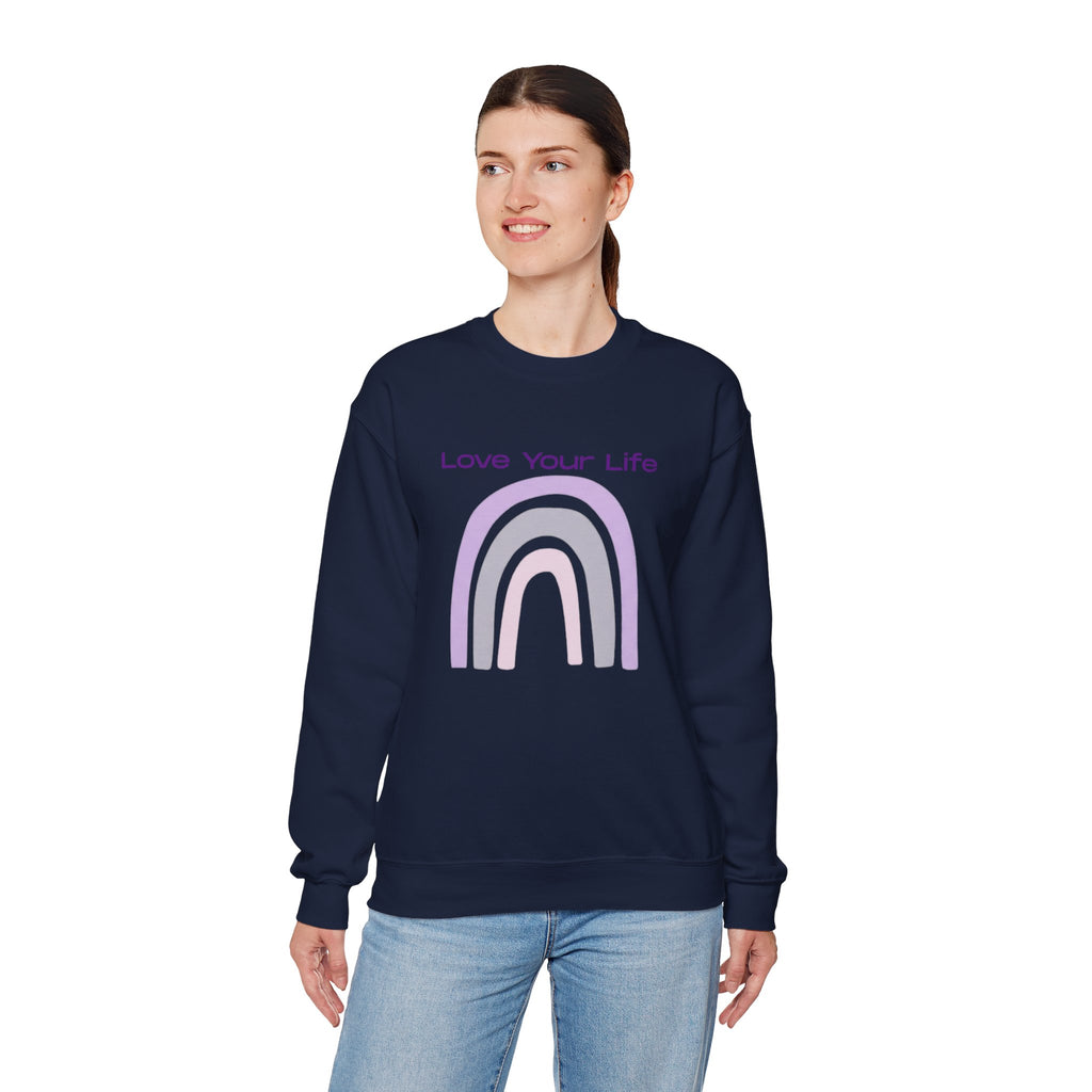 Crewneck Sweatshirt — "Love Your Life" Pastel Rainbow Casual Pullover
