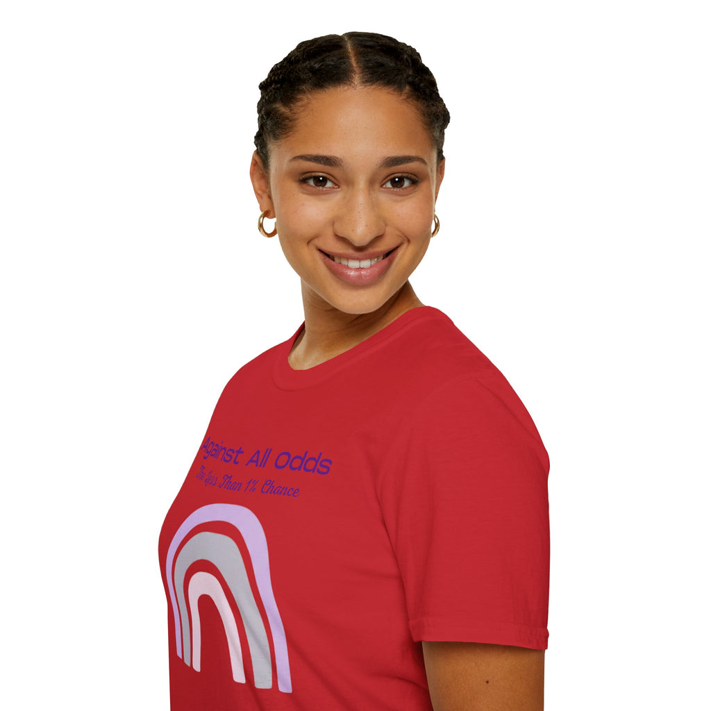 Against All Odds Rainbow T-Shirt – Inspirational 'The Less Than 1% Chance' Design